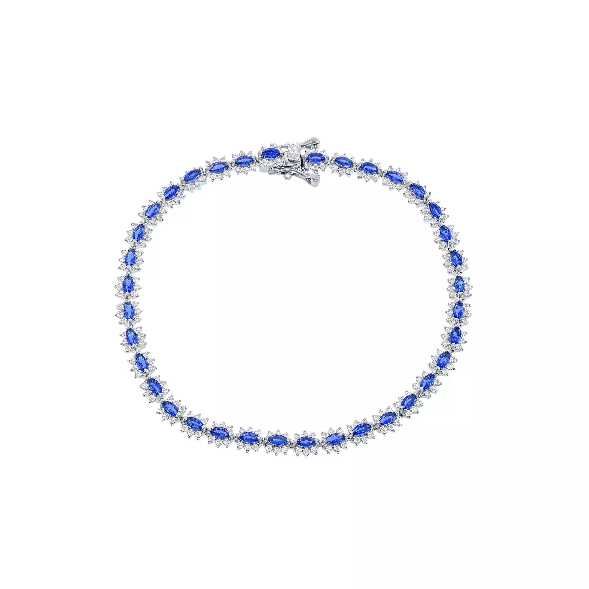 Sterling Silver Gemstone Tennis Bracelet, Womens Simulated Blue Product Image