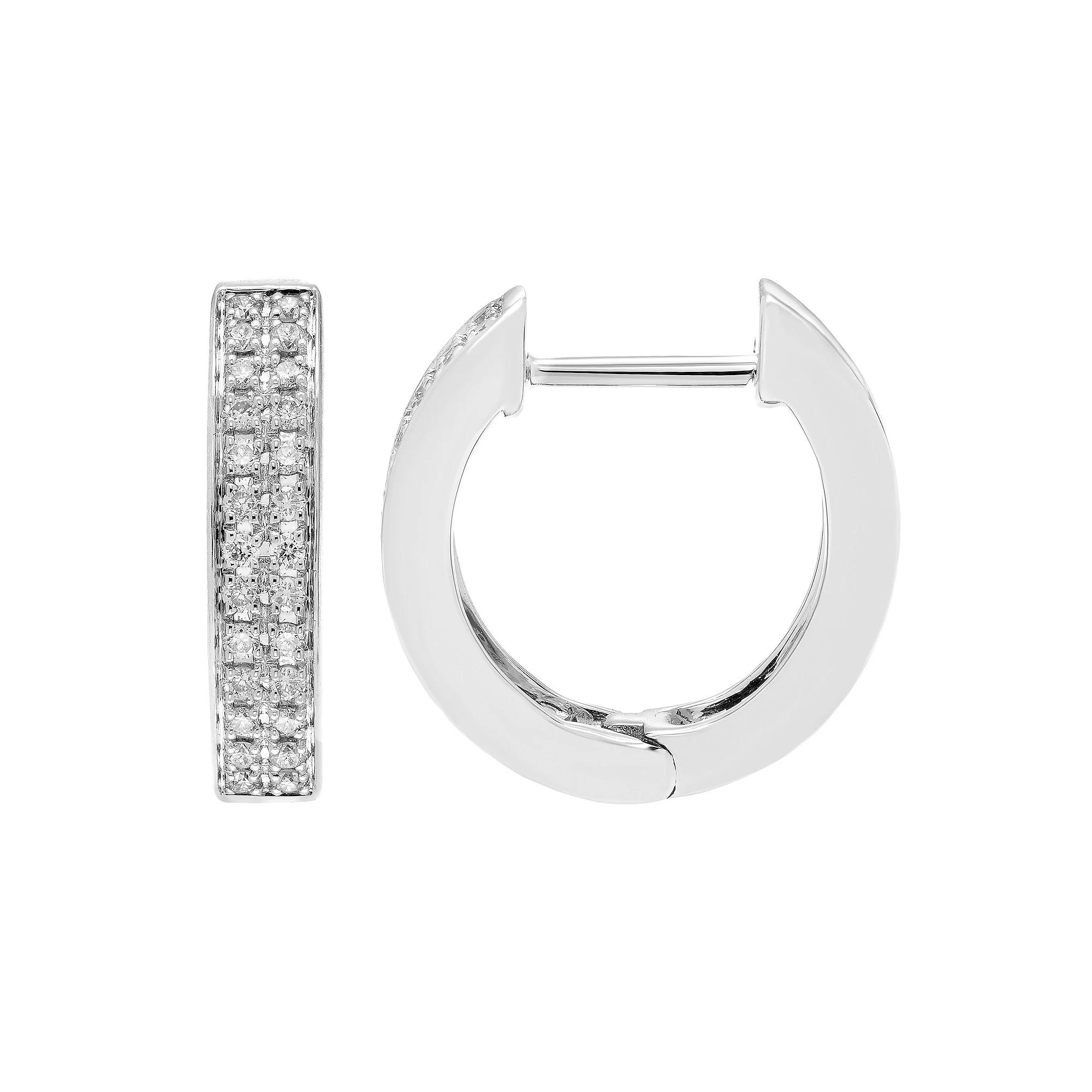The Regal Collection 14k Gold 1/4 Carat T.W. Certified Diamond Huggie Hoop Earrings, Women's, 14k White Gold Product Image