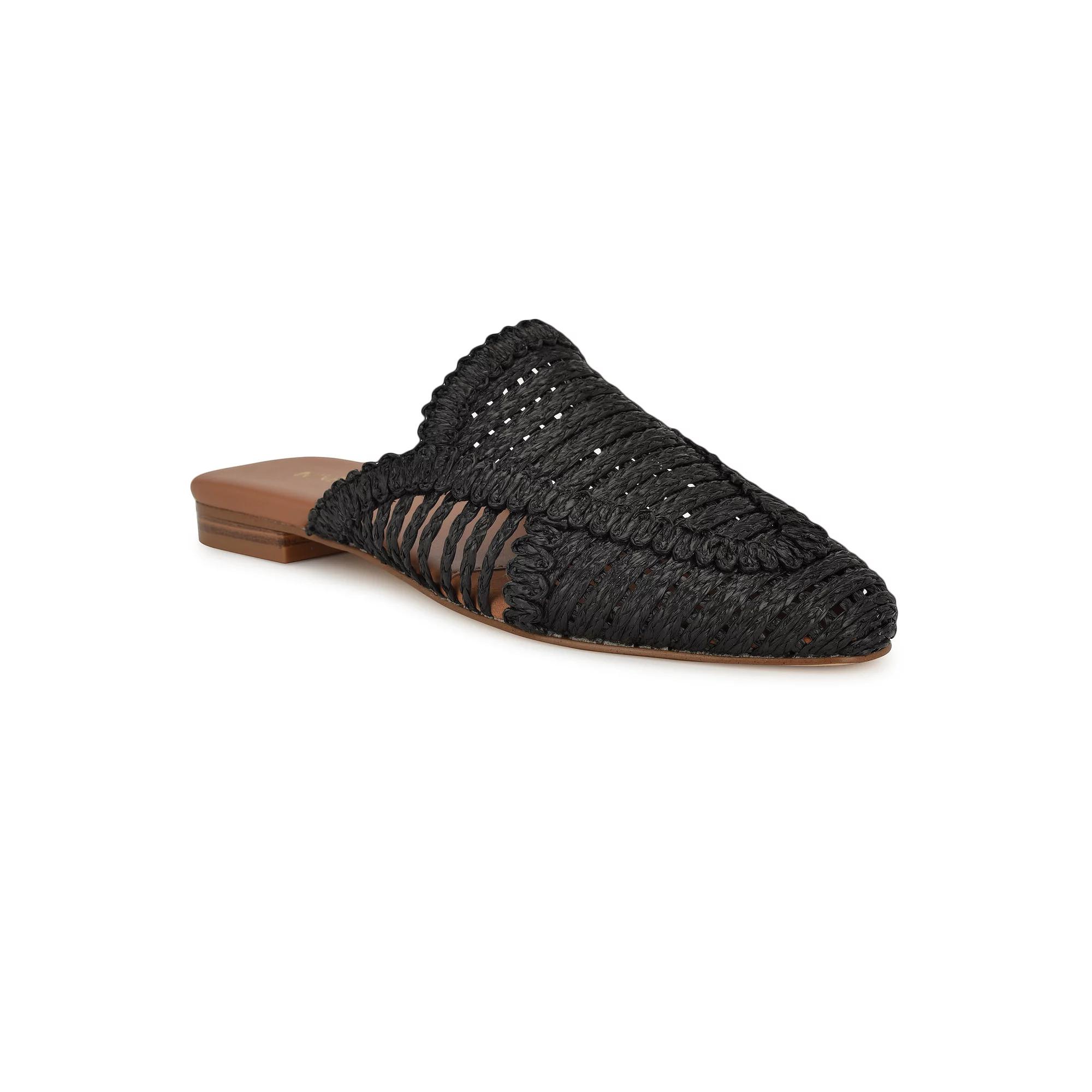 Nine West Campton Almond Toe Casual Slip-On Flat Mules, Women's, Size: 8, Black Product Image