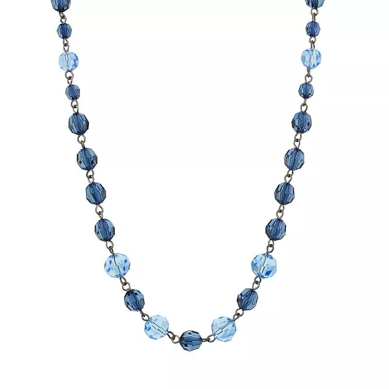 1928 Black & Blue Beaded Single Strand Necklace, Women's Product Image