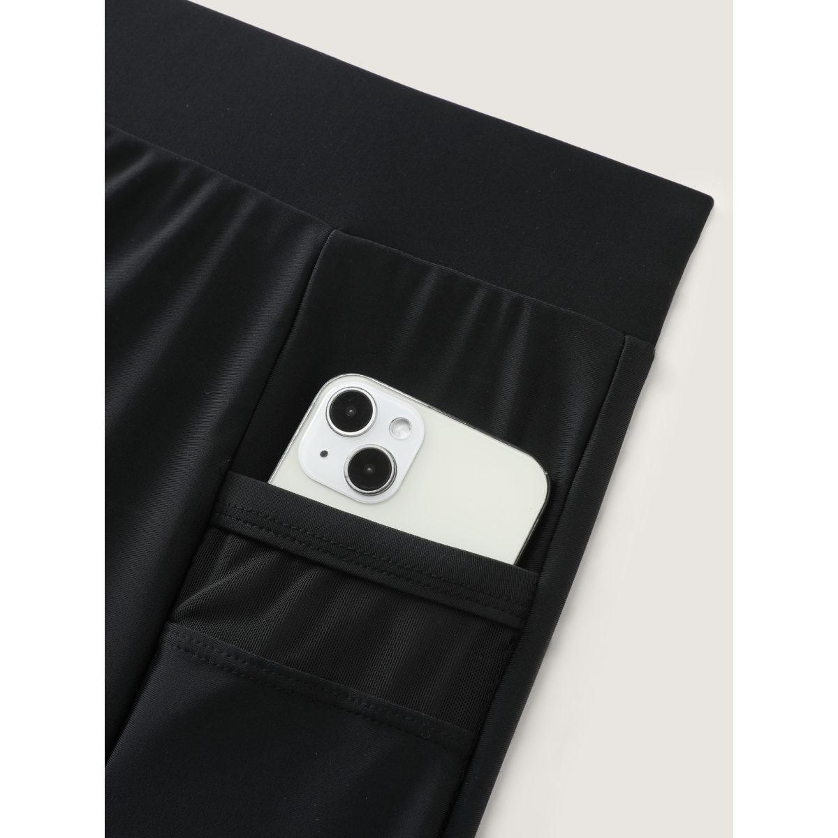 Plus Size Pockets High-Waisted Swim Bottoms Women's Swimwear Black Resort High stretch Skinny High Rise Patch pocket Curve Swim Bottoms BloomChic 12/L Product Image