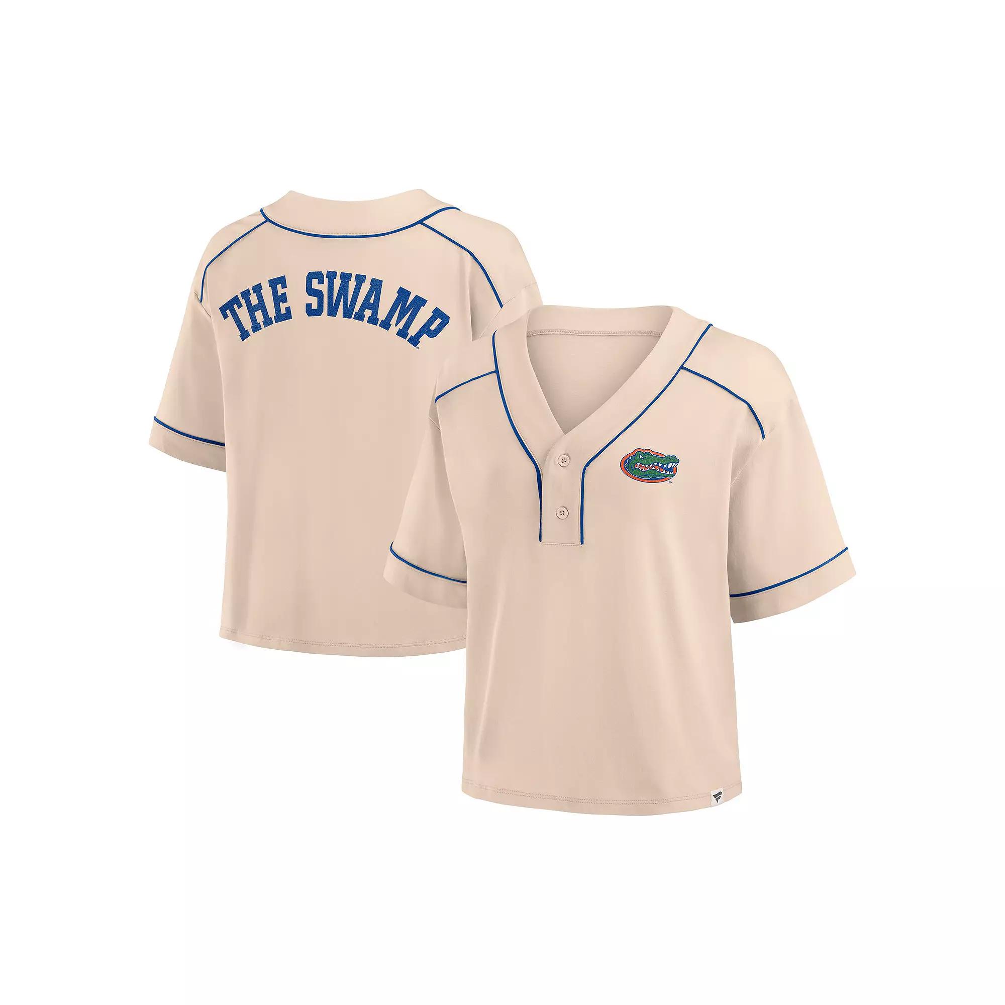 Women's Fanatics Tan Florida Gators Oversized Dominant Force Midi V-Neck T-Shirt, Size: Medium, Team Product Image