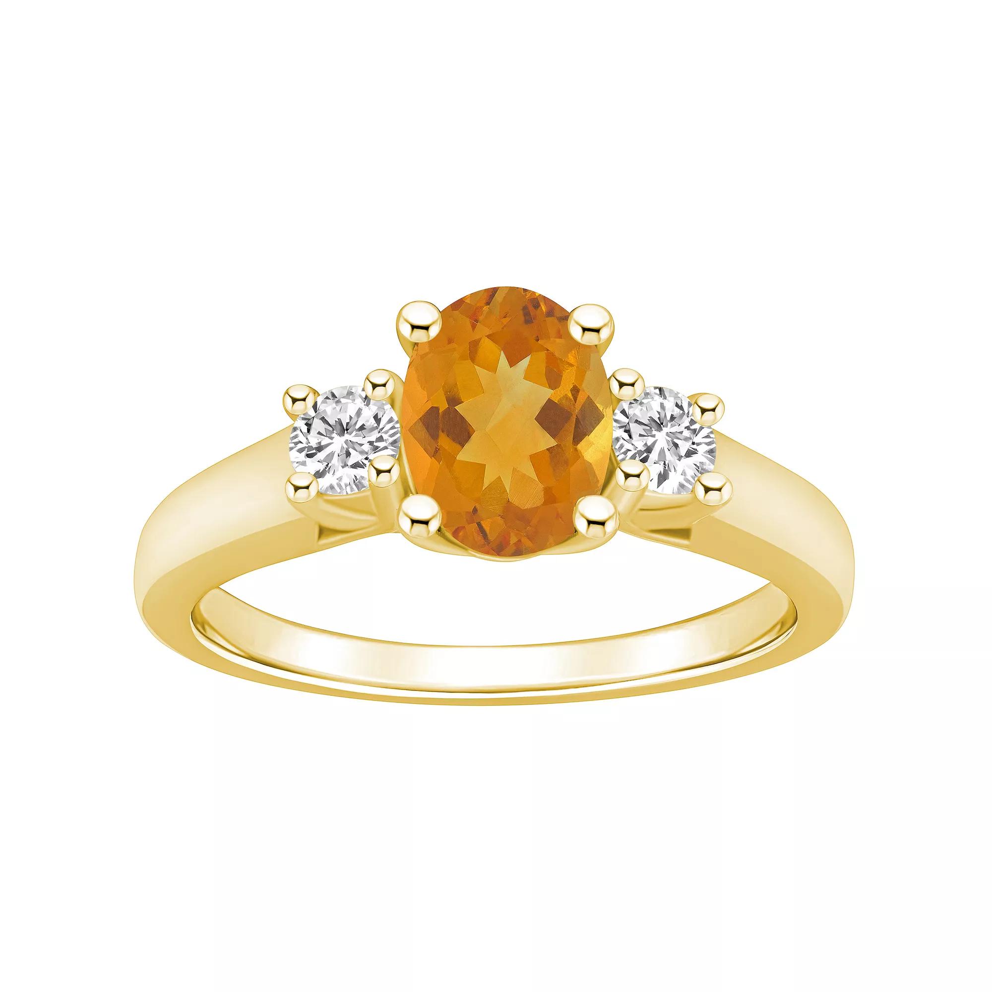 Alyson Layne 14k Gold Oval Cut Citrine & 1/4 Carat T.W. Diamond Ring, Womens Orange Product Image