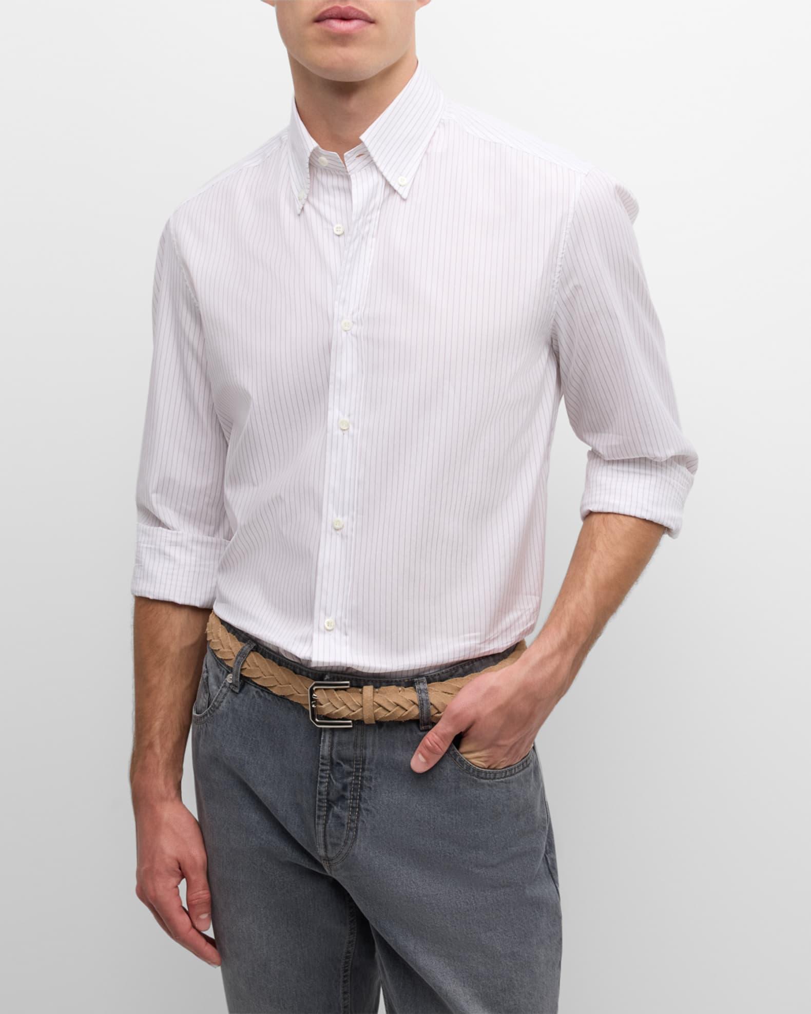 Men's Micro-Bacchetta Stripe Cotton Sport Shirt Product Image