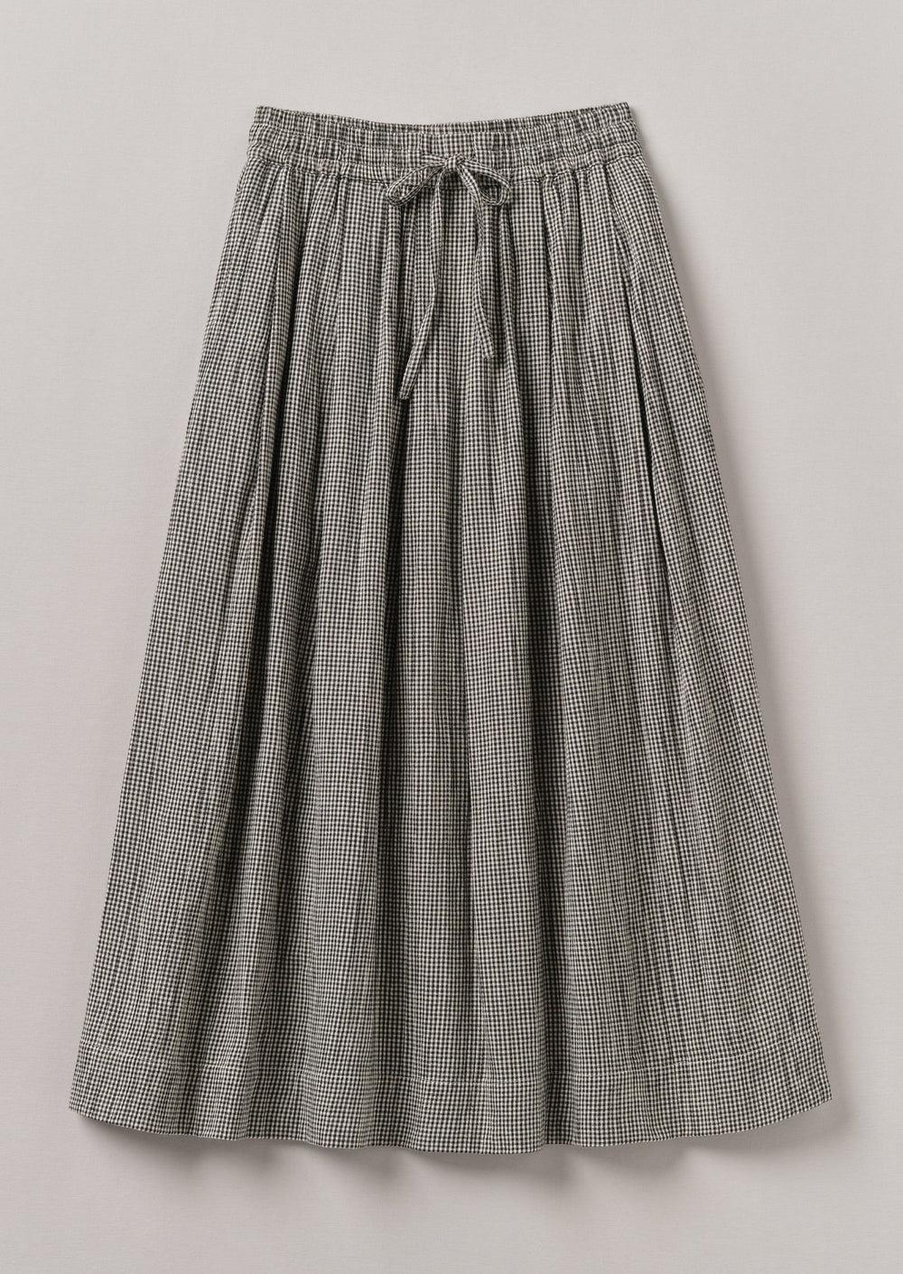 Crinkle Cotton Gingham Skirt | Ecru/Multi Product Image