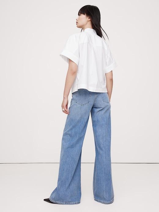 Cotton Poplin Popover Tie-Neck Top Product Image