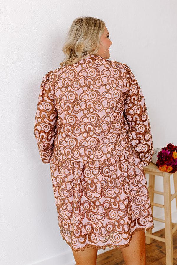 Fifth Avenue Embroidered Mini Dress in Blush Curves Product Image