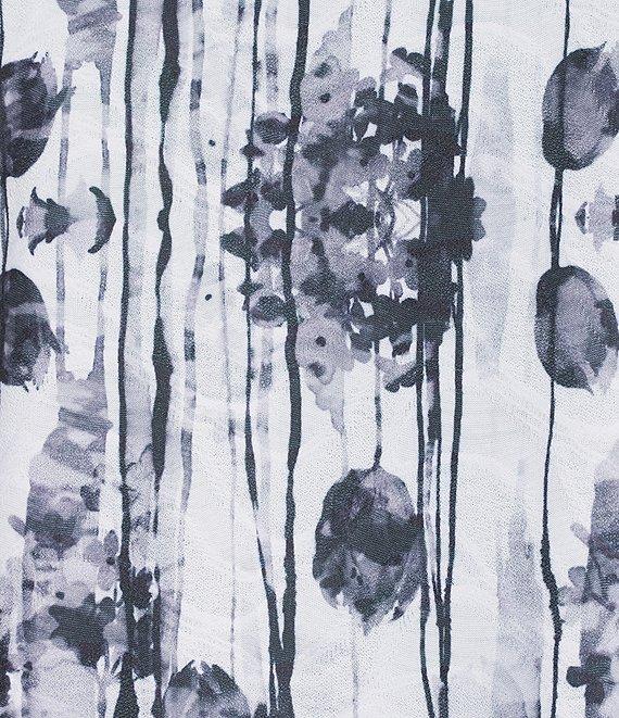 Leo & Nicole Plus Size Textured Floral Shadow Print Boat Neck 3/4 Sleeve Top Product Image