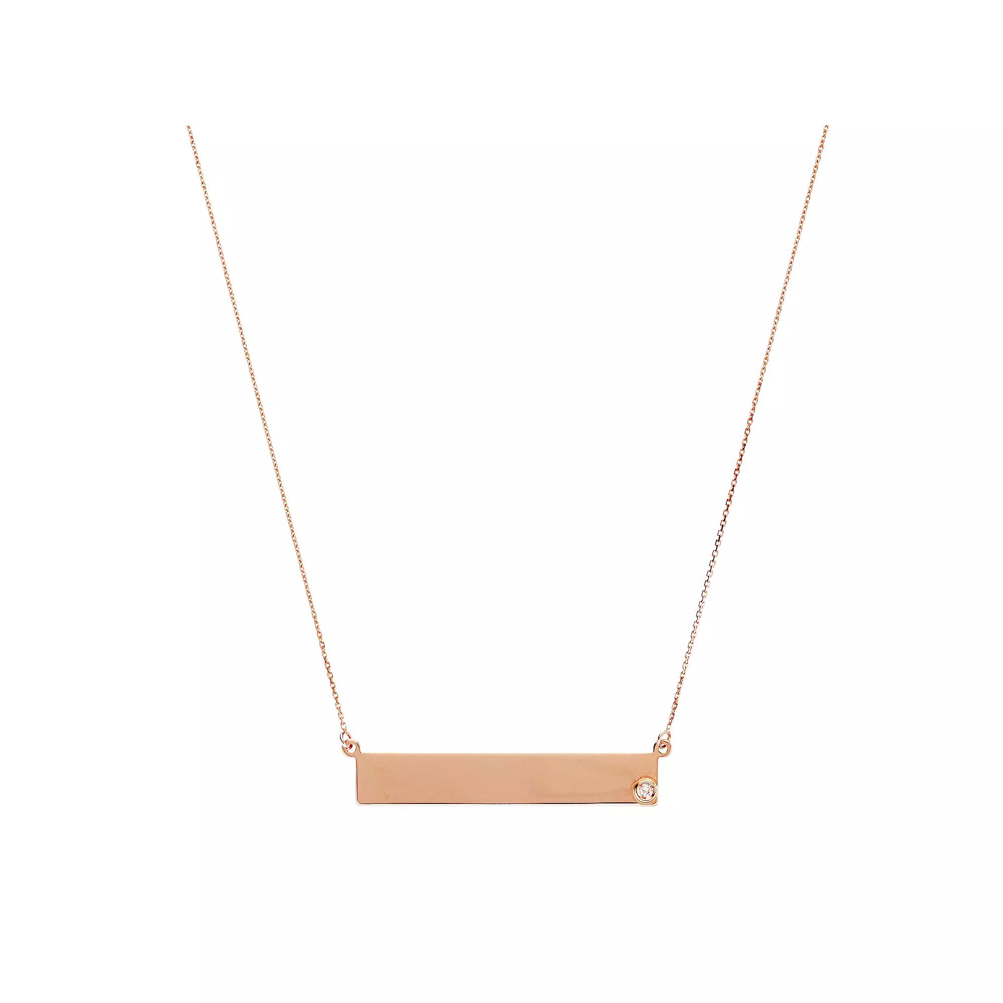 14k Gold Diamond Accent 35 mm Bar Necklace, Women's, Size: 16", Pink Product Image