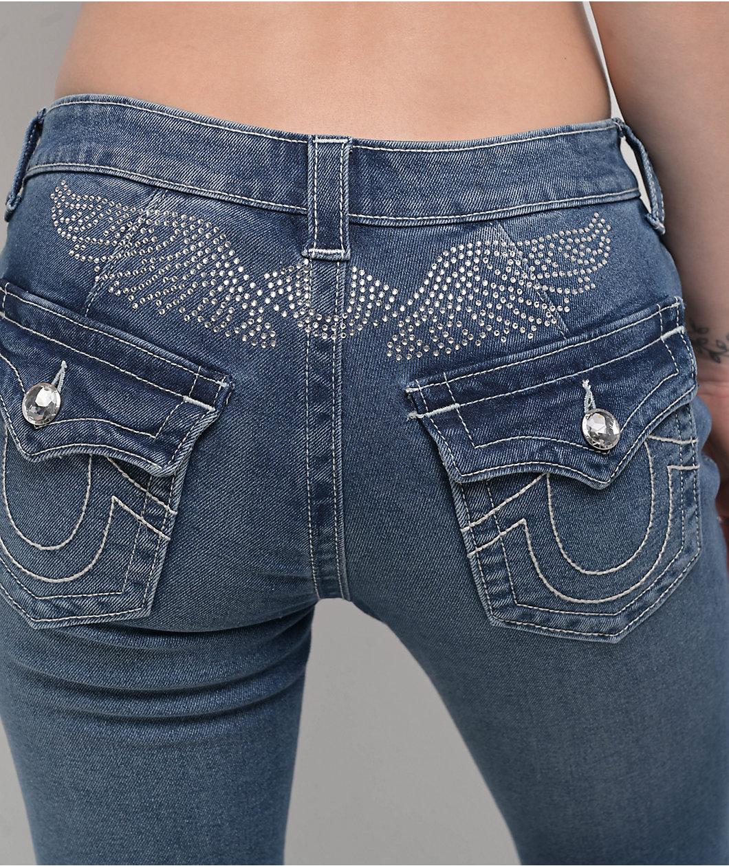 True Religion Becca Crystal Wing Marina Mid Rise Bootcut Jeans Product Image