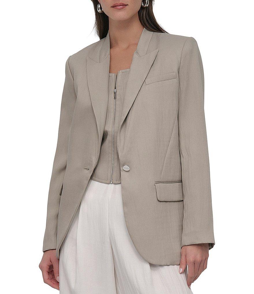DKNY by Donna Karan Stand Peak Lapel Collar Blazer Product Image