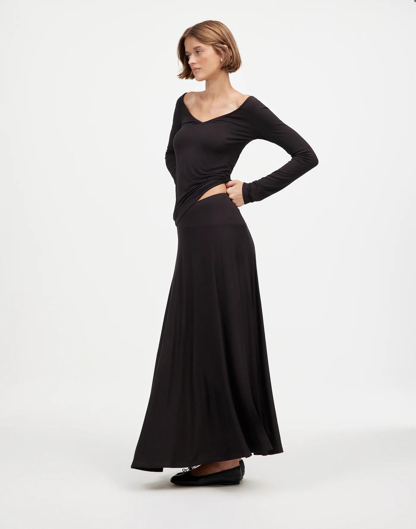 Jersey Asymmetric-Seam Midi Skirt Product Image