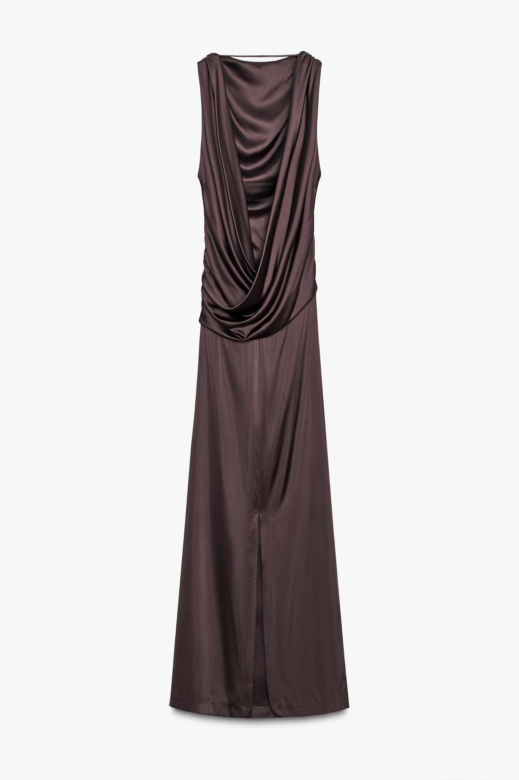 OPEN-BACK SATIN LONG DRESS Product Image