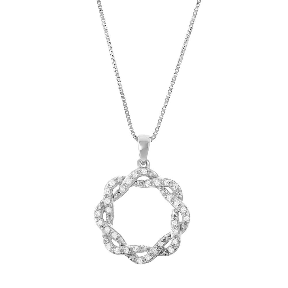 Sterling Silver 1/6 Carat T.W. Diamond Intertwined Pendant Necklace, Women's, Size: 18", White Product Image