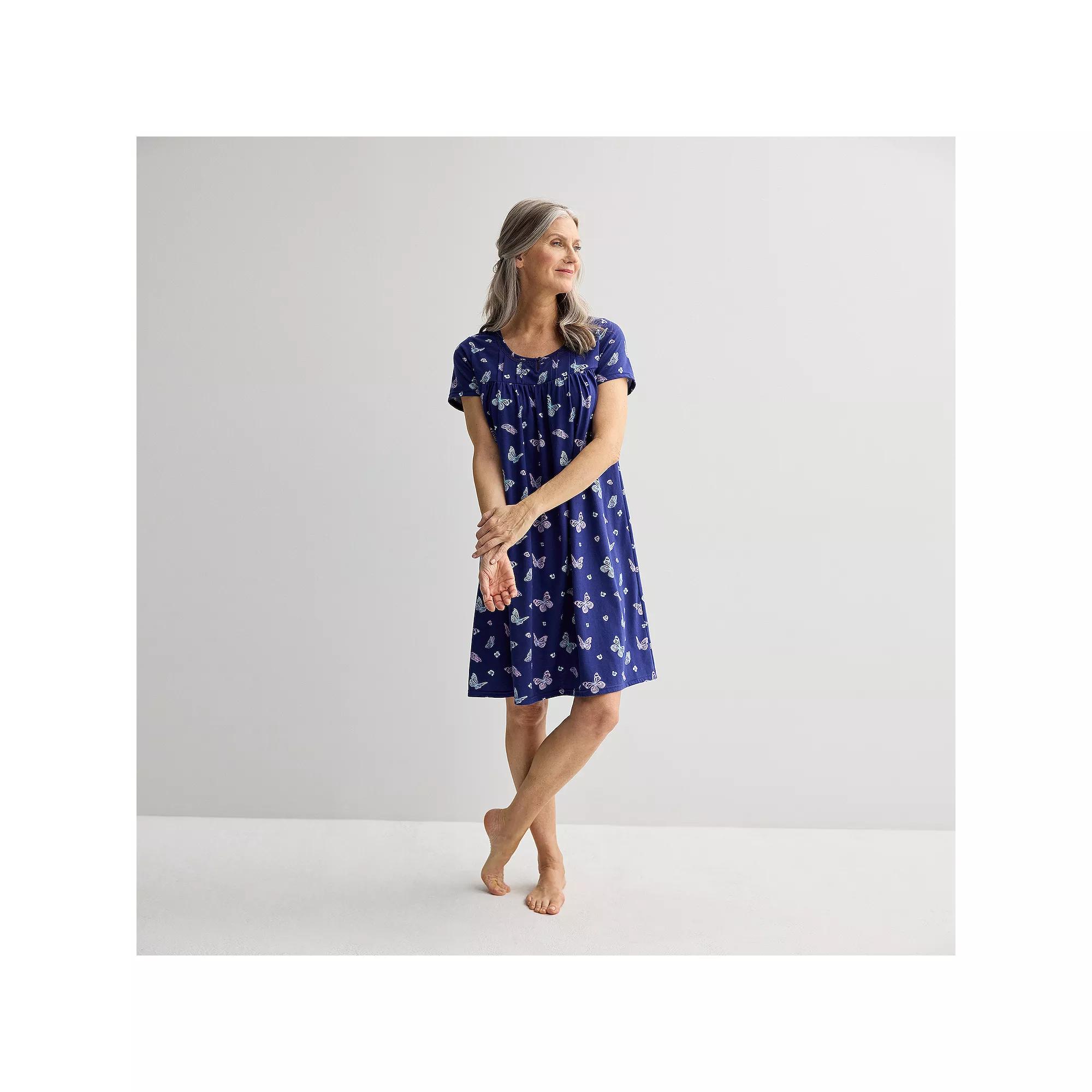 Petite Croft & Barrow® Knit Sleep Gown, Women's, Size: Small Petite, Butterfly Dream Product Image