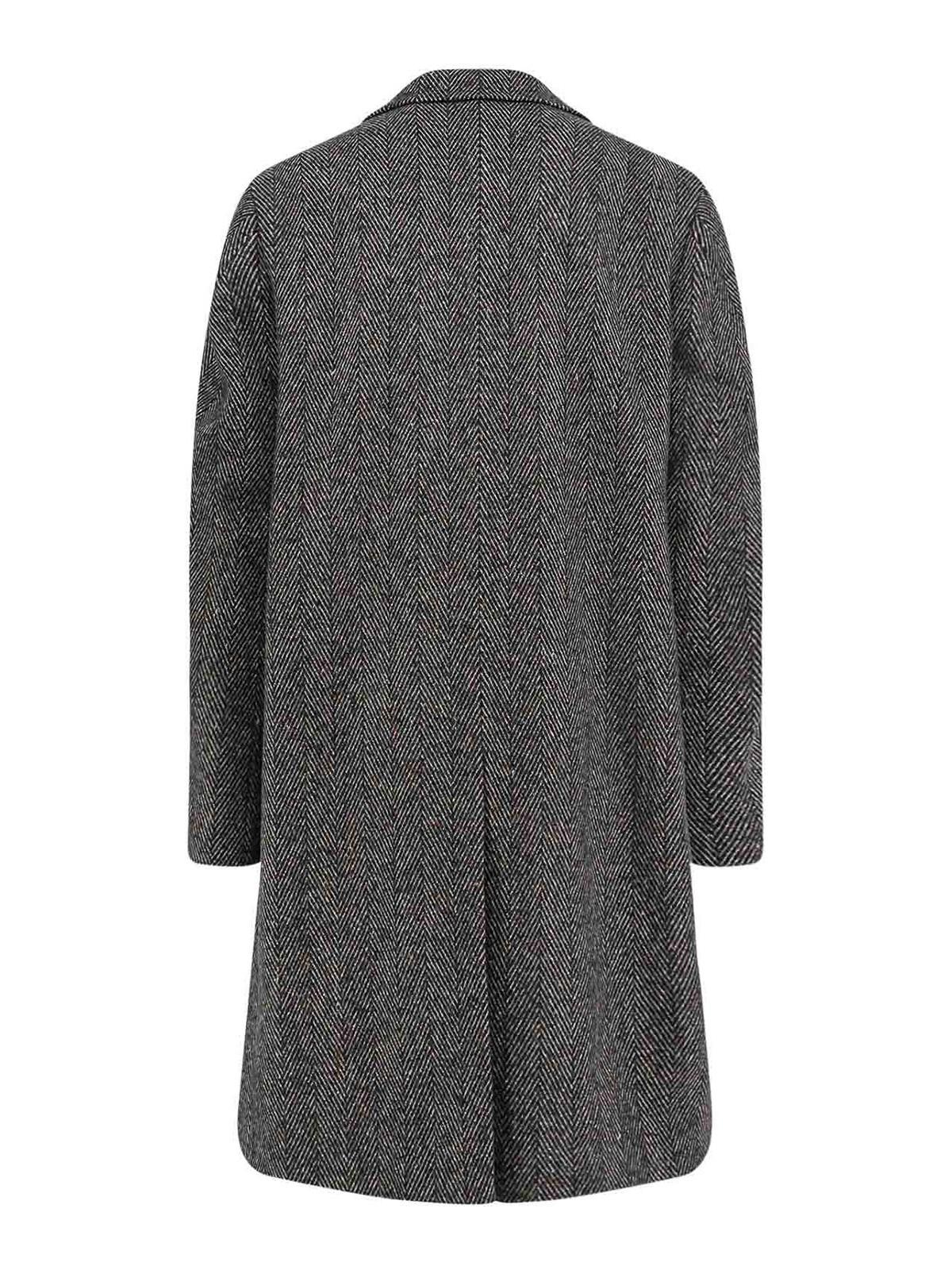 GIVENCHY Men Wool Blend Coat With Herringbone Motif In Multi Product Image