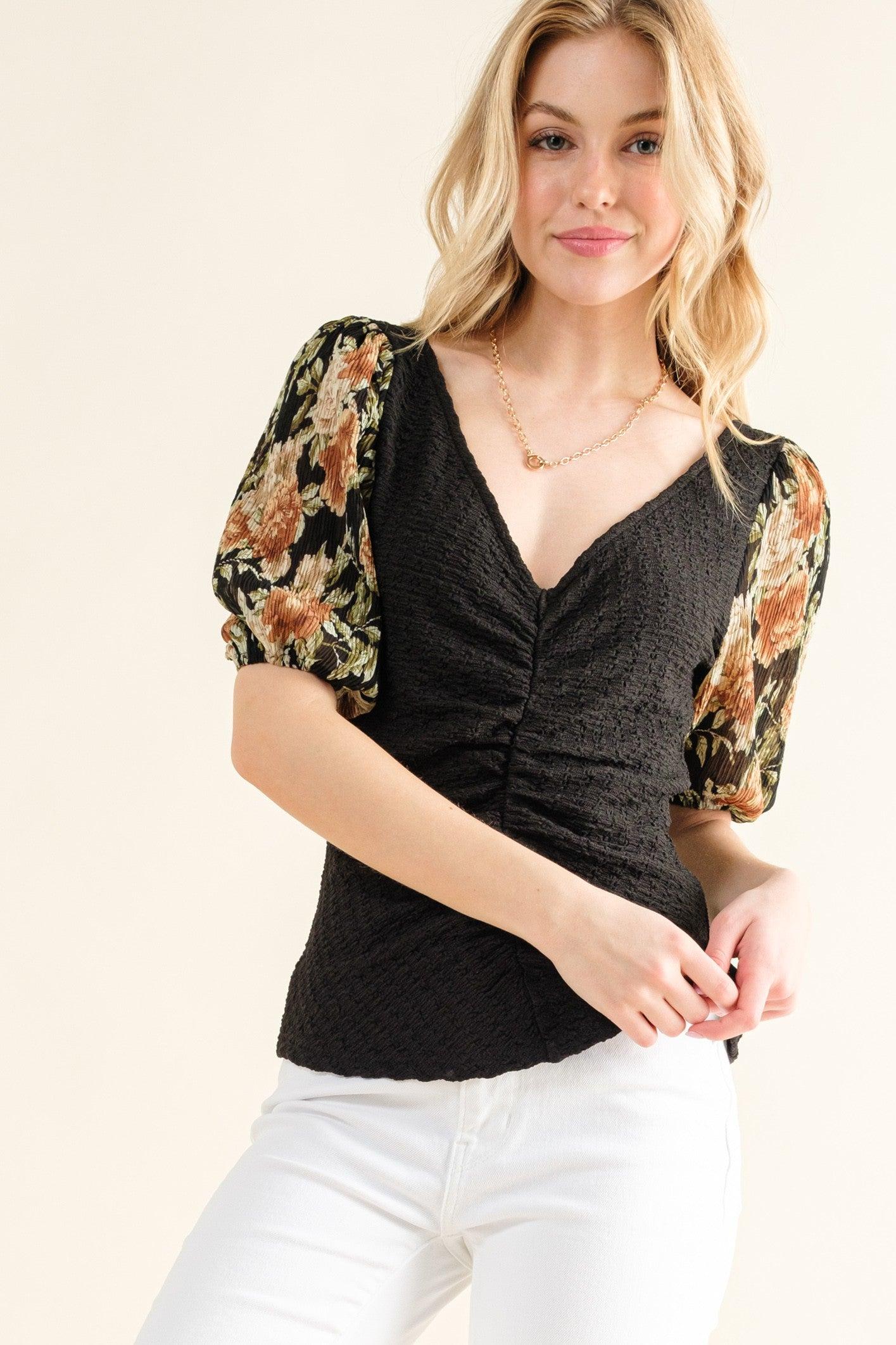Text Knit Floral Sleeve Product Image