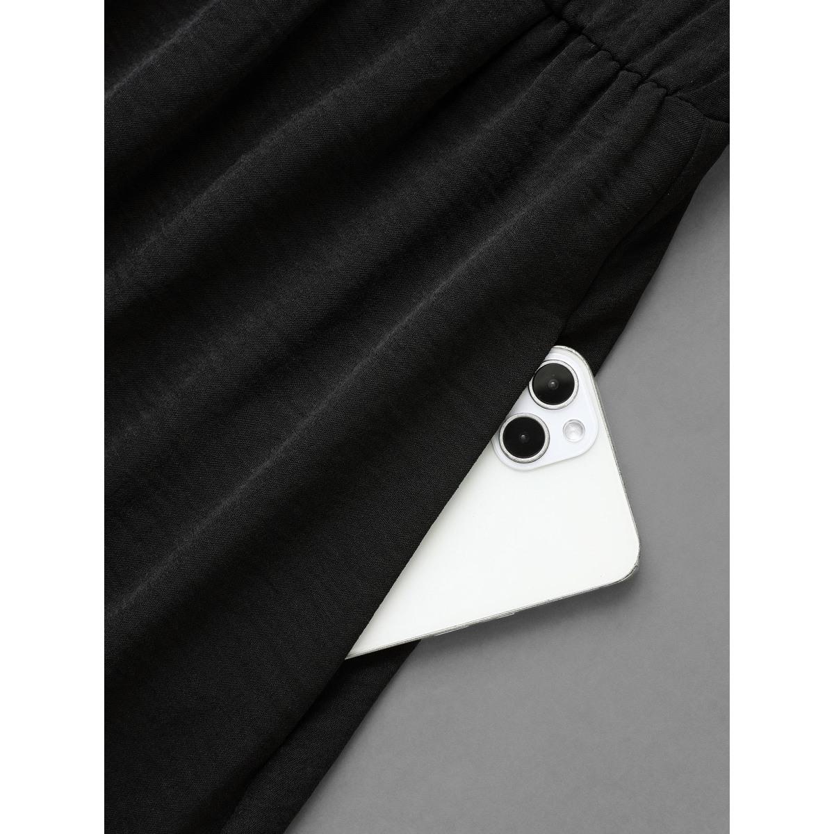 Plus Size Texture Sequin Mesh Patchwork Belted Dress Black Women Party&Cocktail Texture Round Neck Long Sleeve Curvy BloomChic 14-16/1X Product Image