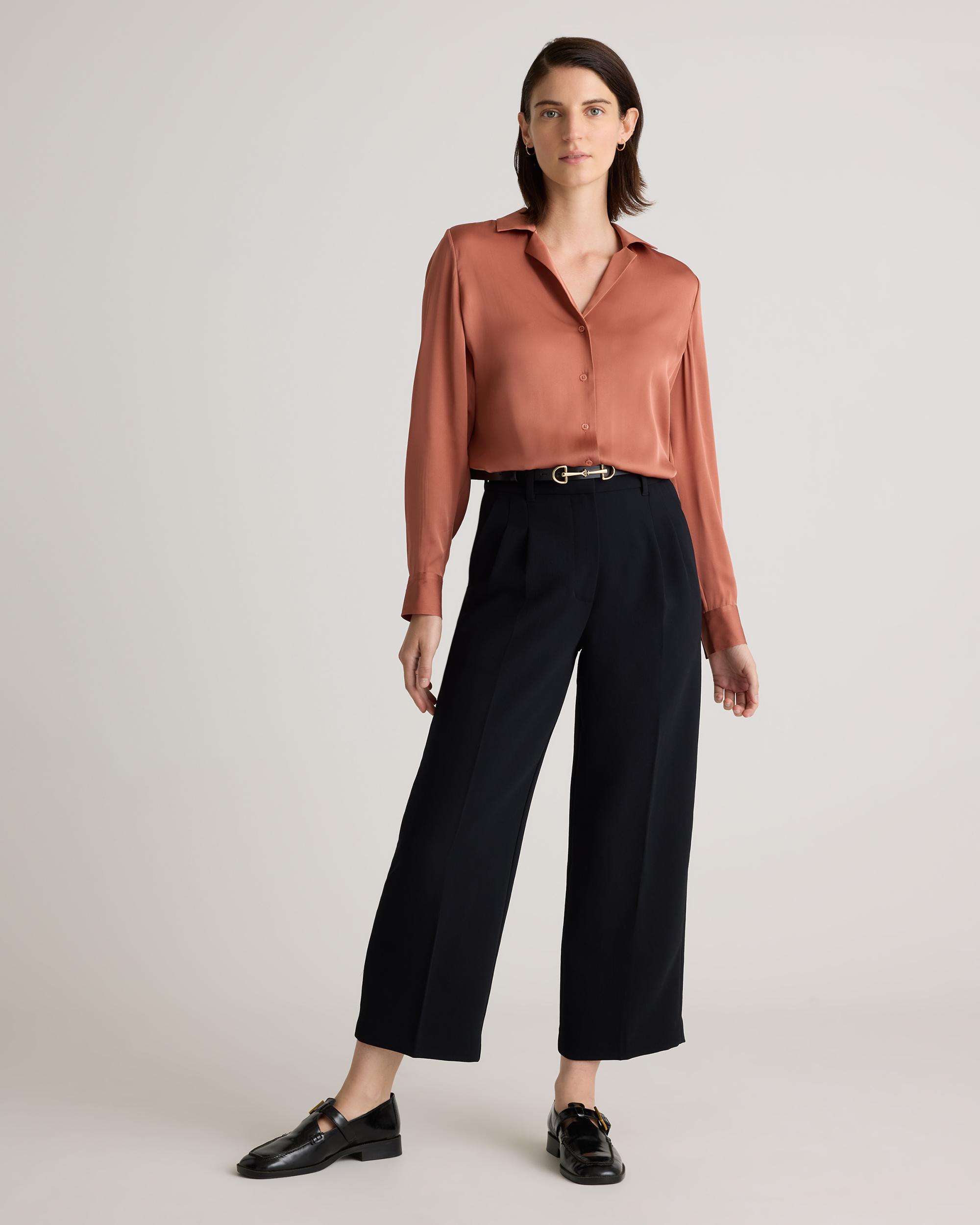 Quince | Women's Washable Stretch Silk Notch Collar Blouse Product Image