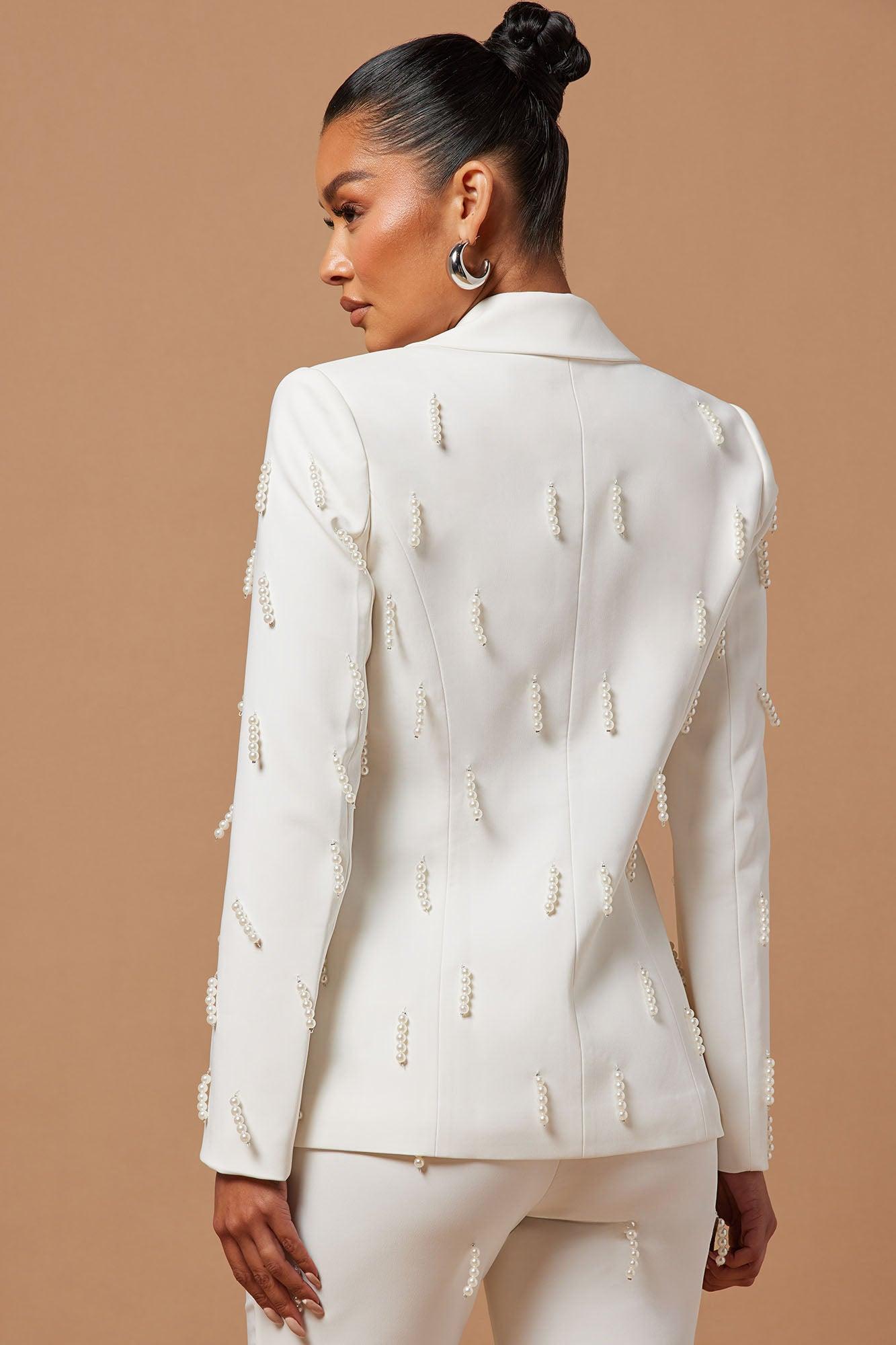 Bella Embellished Blazer - Ivory Product Image