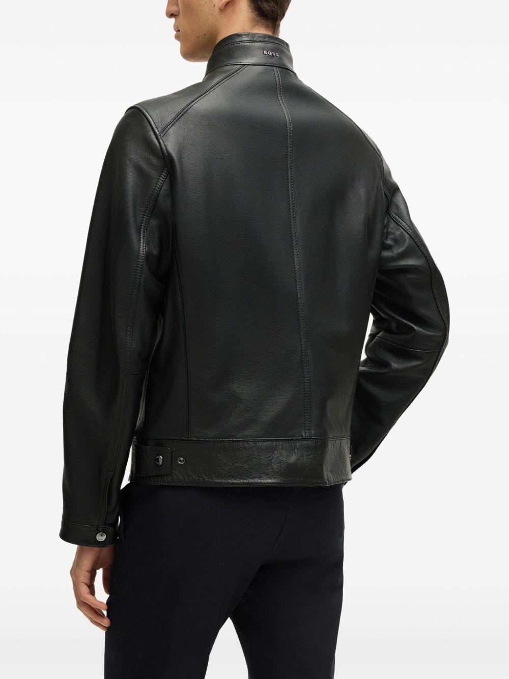 zip-up leather jacket Product Image