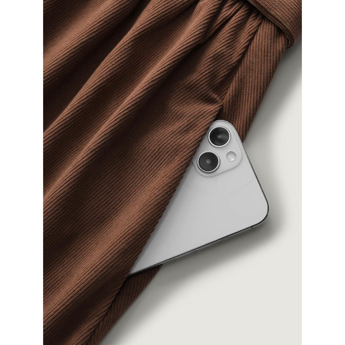 Plus Size Color Contrast Belted Flared Midi Dress Multicolor Women Leisure Belted Round Neck Long Sleeve Curvy BloomChic 30/6X Product Image