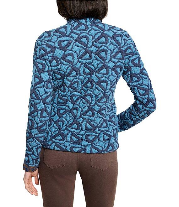 NIC + ZOE Crinkled Knit Contrasting Trim Stand Collar Long Sleeve Jacket Product Image