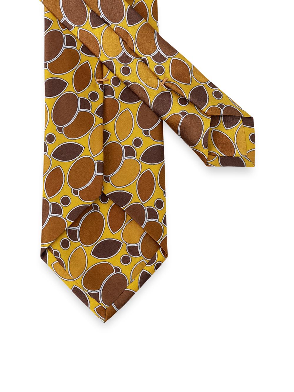 Medallion Printed Italian Silk Tie - Gold Product Image