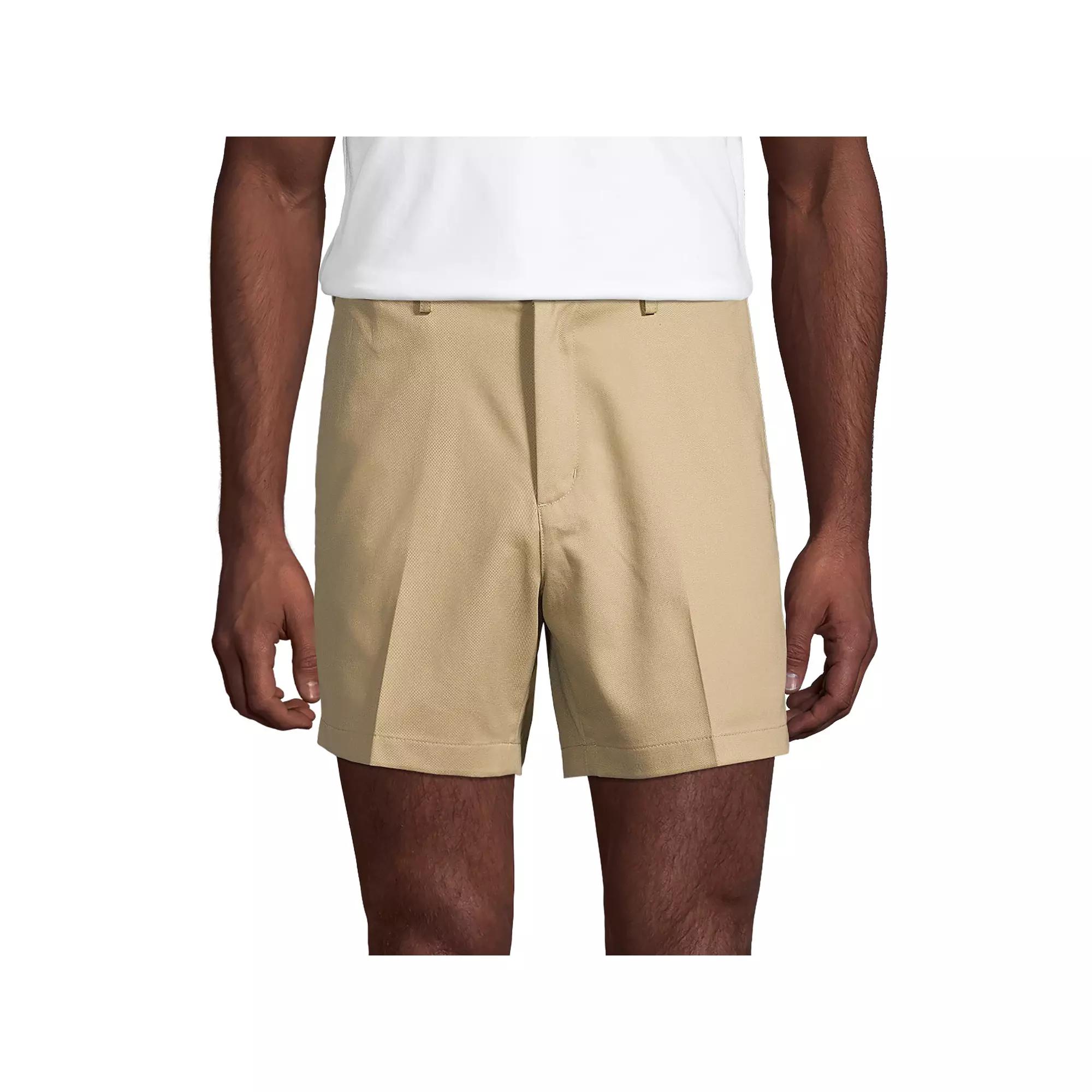 Men's Lands' End Comfort Waist 6-inch No-Iron Chino Shorts, Size: 32, Light Grey Product Image