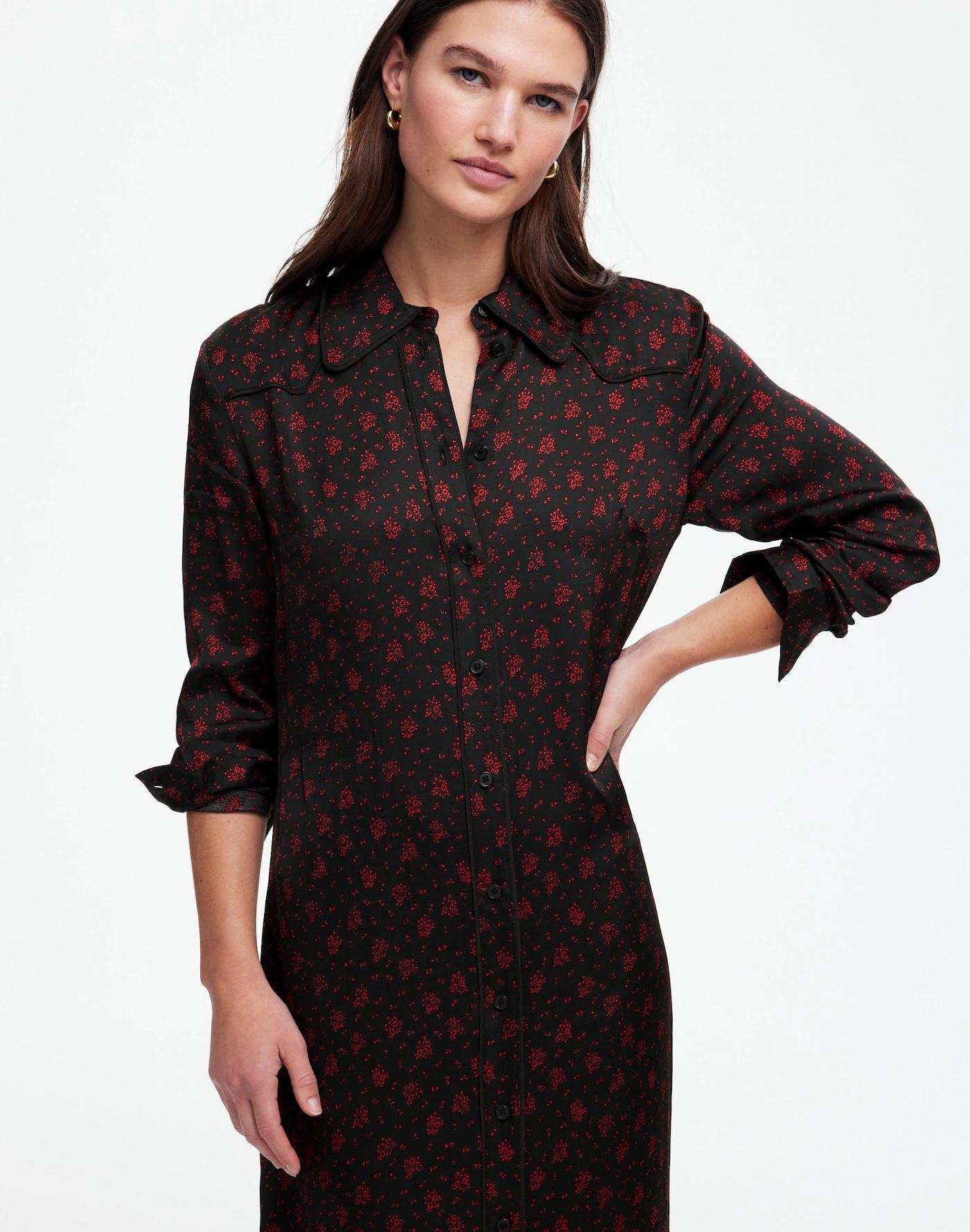 Button-Front Midi Shirtdress in Floral Product Image