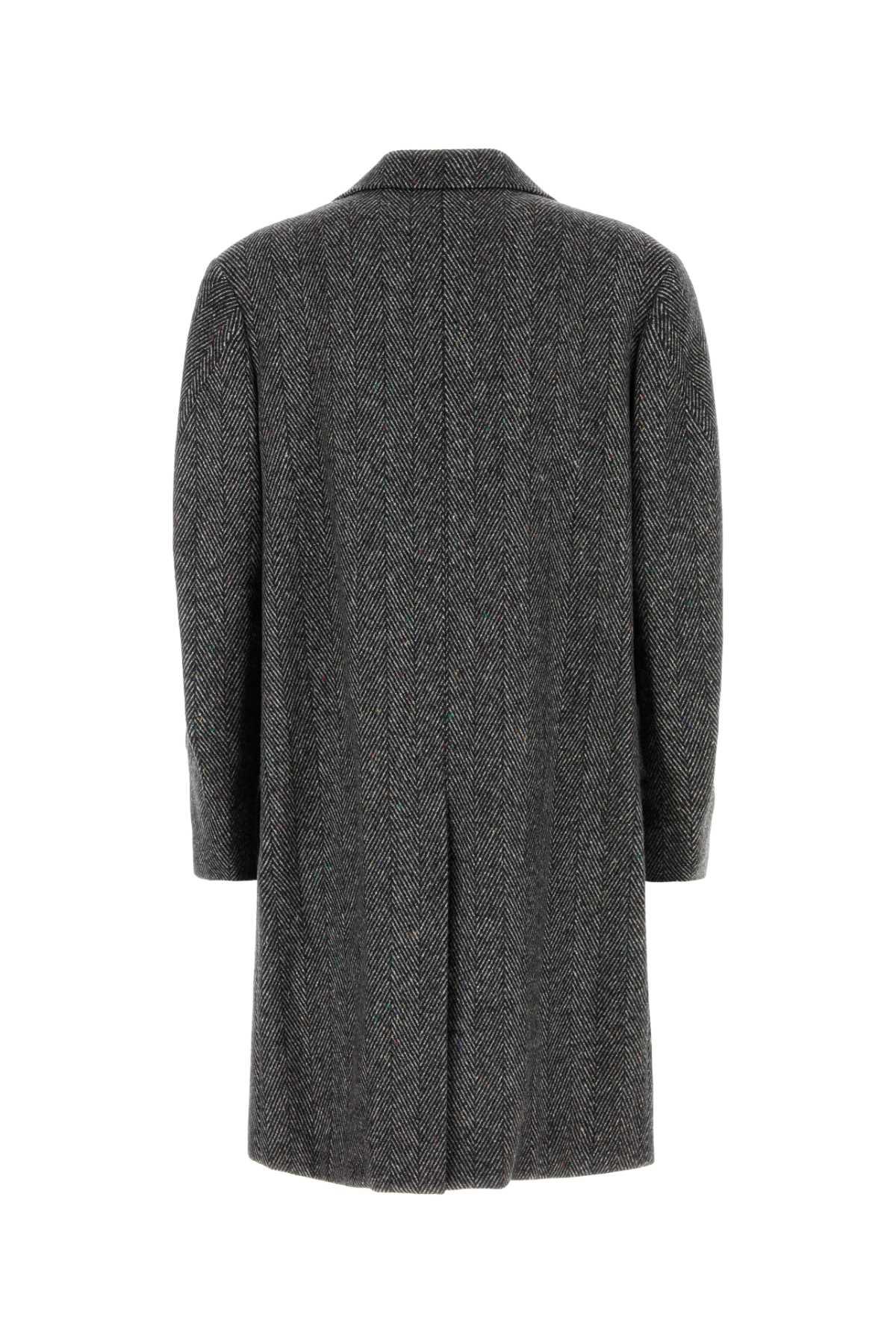GIVENCHY Men Wool Blend Coat With Herringbone Motif In Multi Product Image