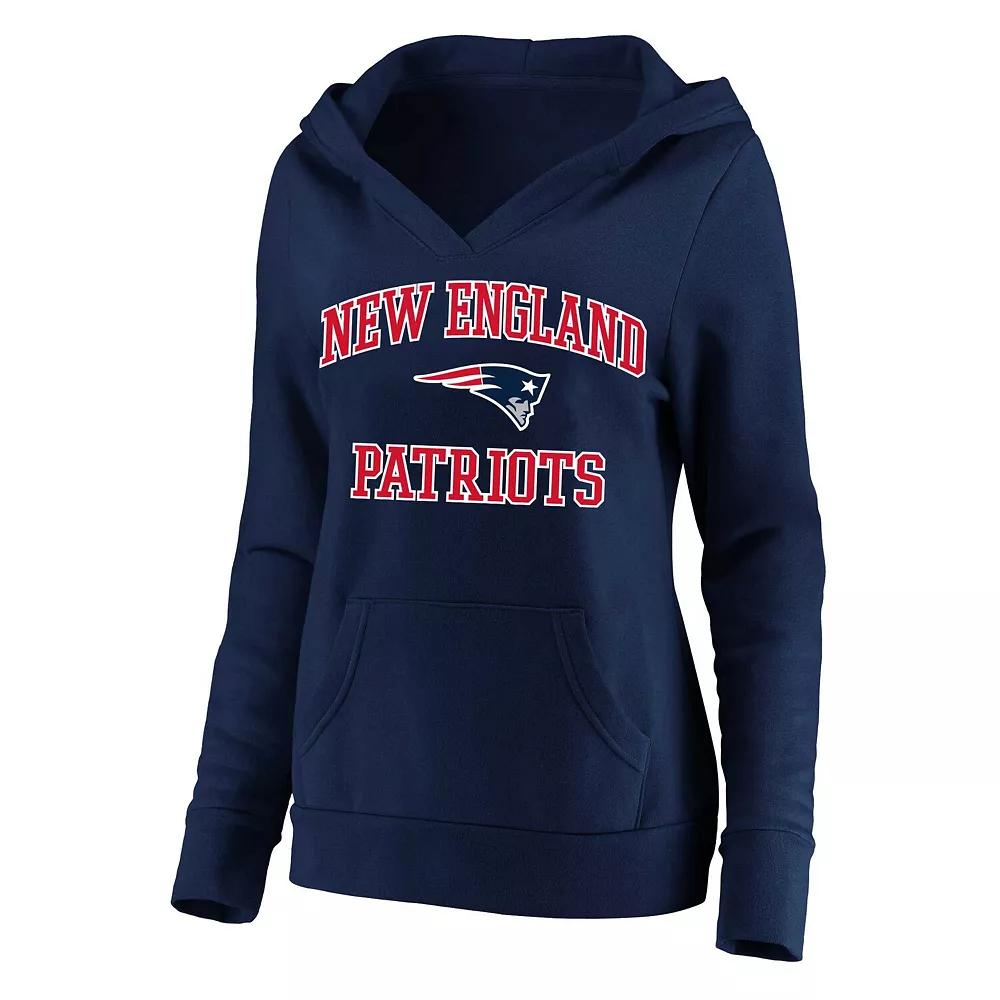 Women's Fanatics Branded Navy New England Patriots Plus Size Heart and Soul V-Neck Pullover Hoodie, Size: 1XL, Blue Product Image