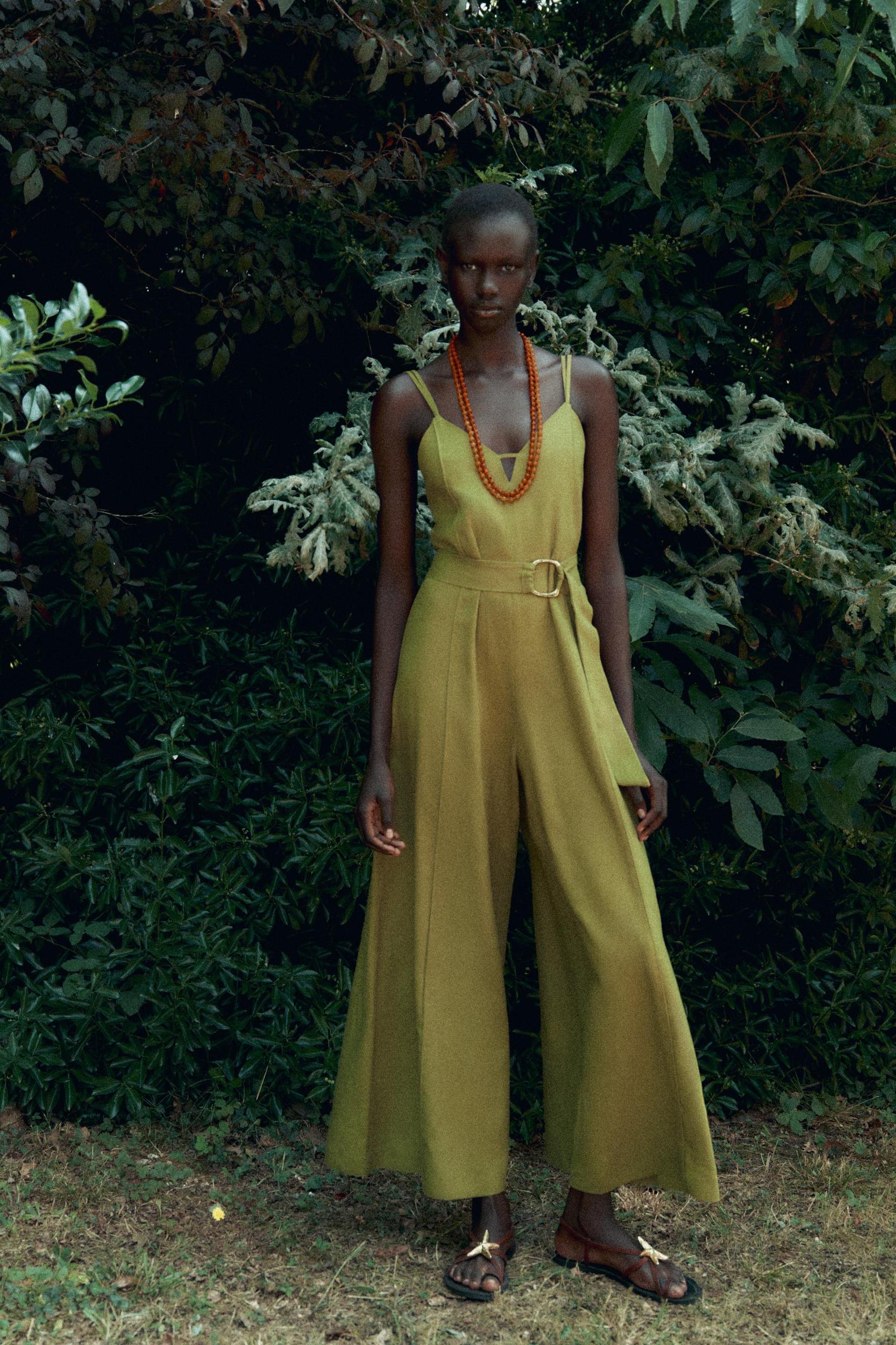 WIDE-LEG STRAPPY LINEN JUMPSUIT Product Image