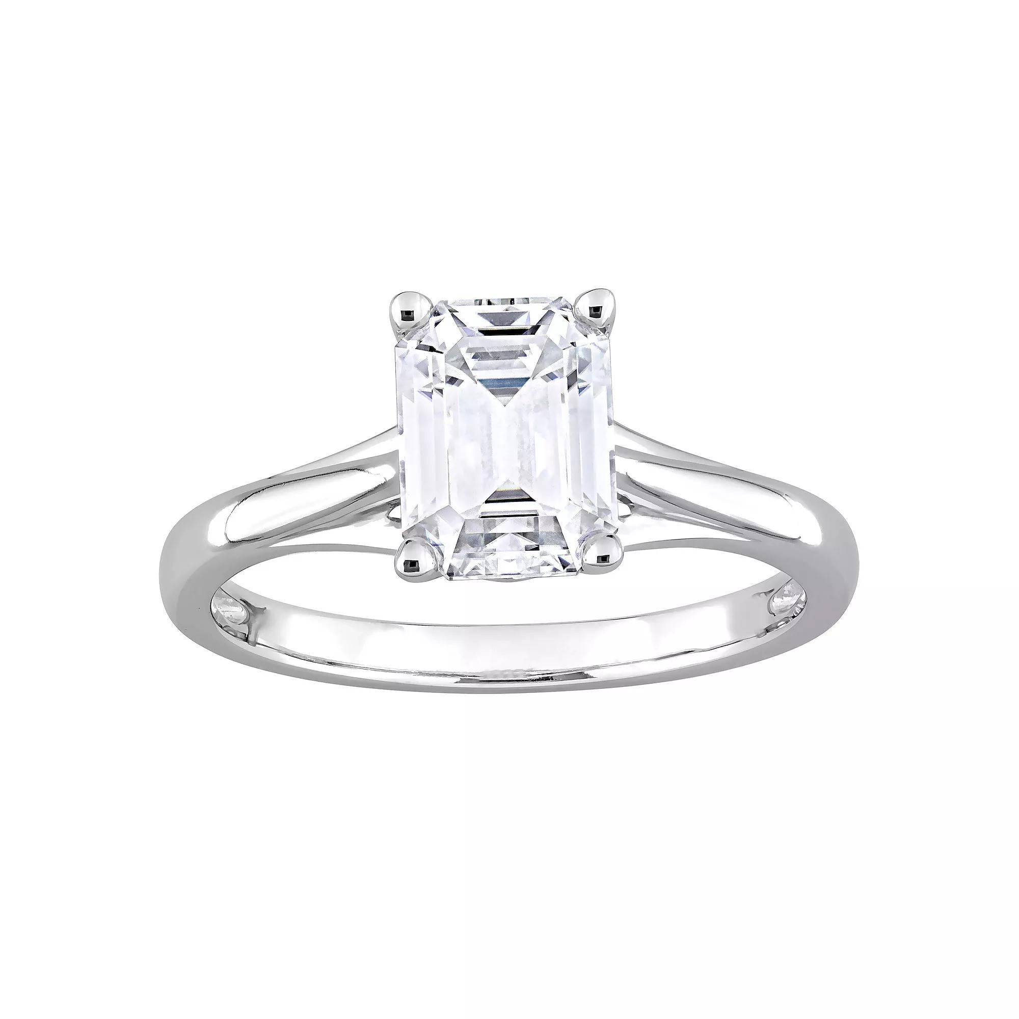 Stella Grace 14k White Gold Emerald Cut Lab-Created Moissanite Solitaire Ring, Women's, Size: 8, 10k Whgold Product Image