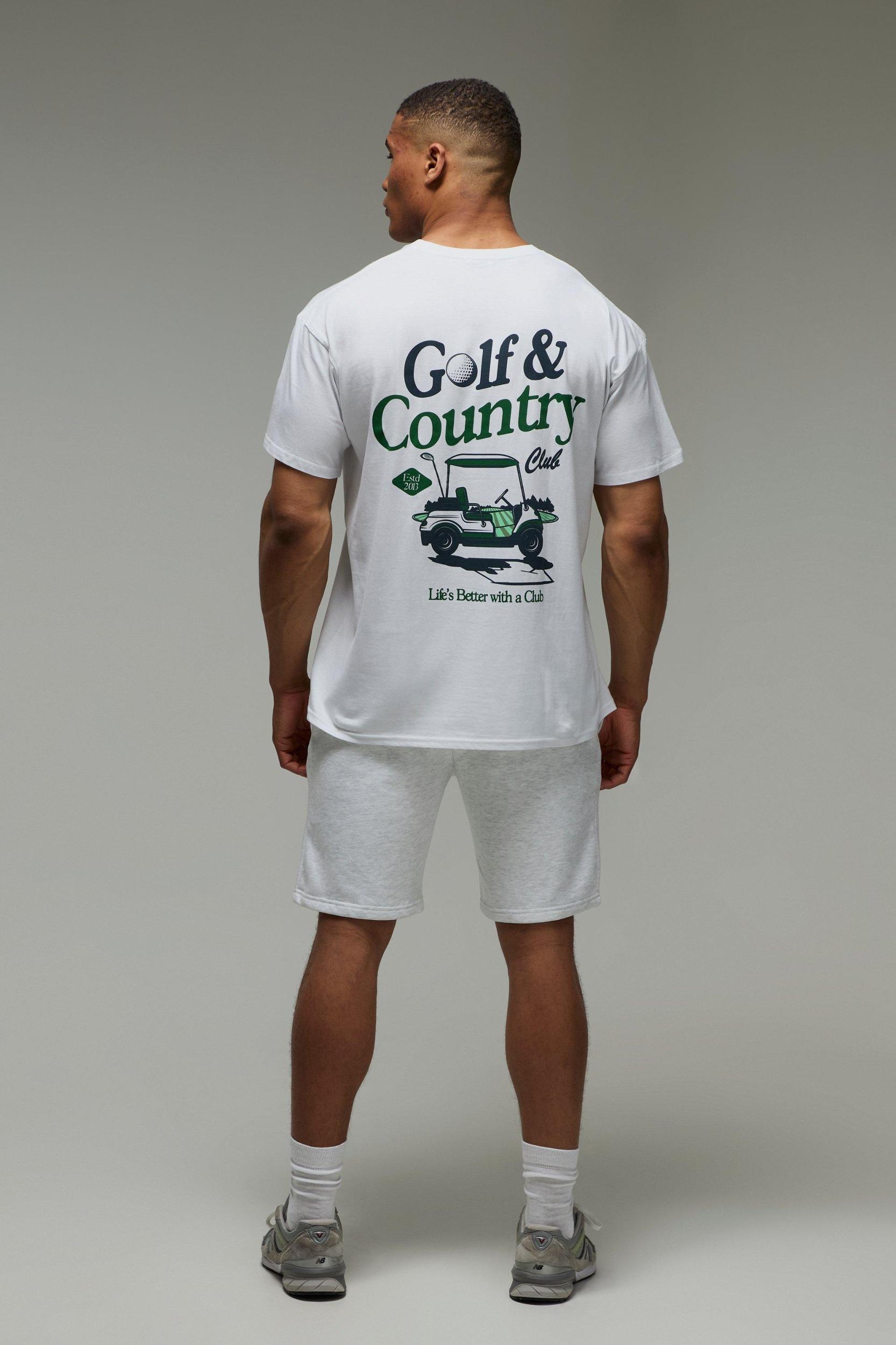 MAN Active Golf & Country Club Graphic Oversized T-Shirt | boohooMAN USA Product Image