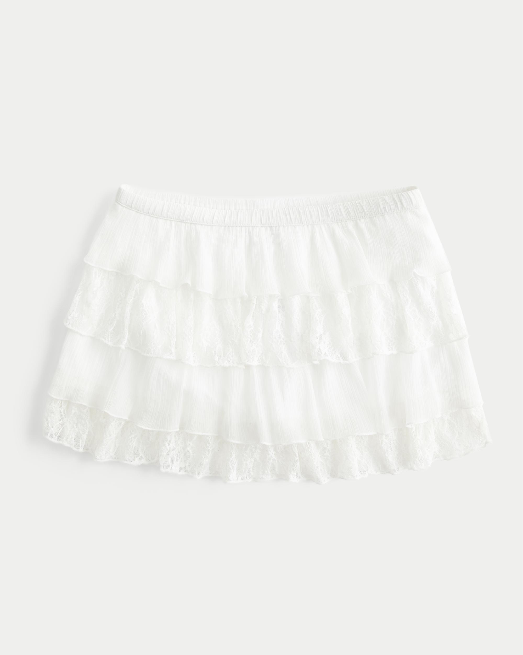 Lace-Chiffon Tiered Mini Skort Product Image
