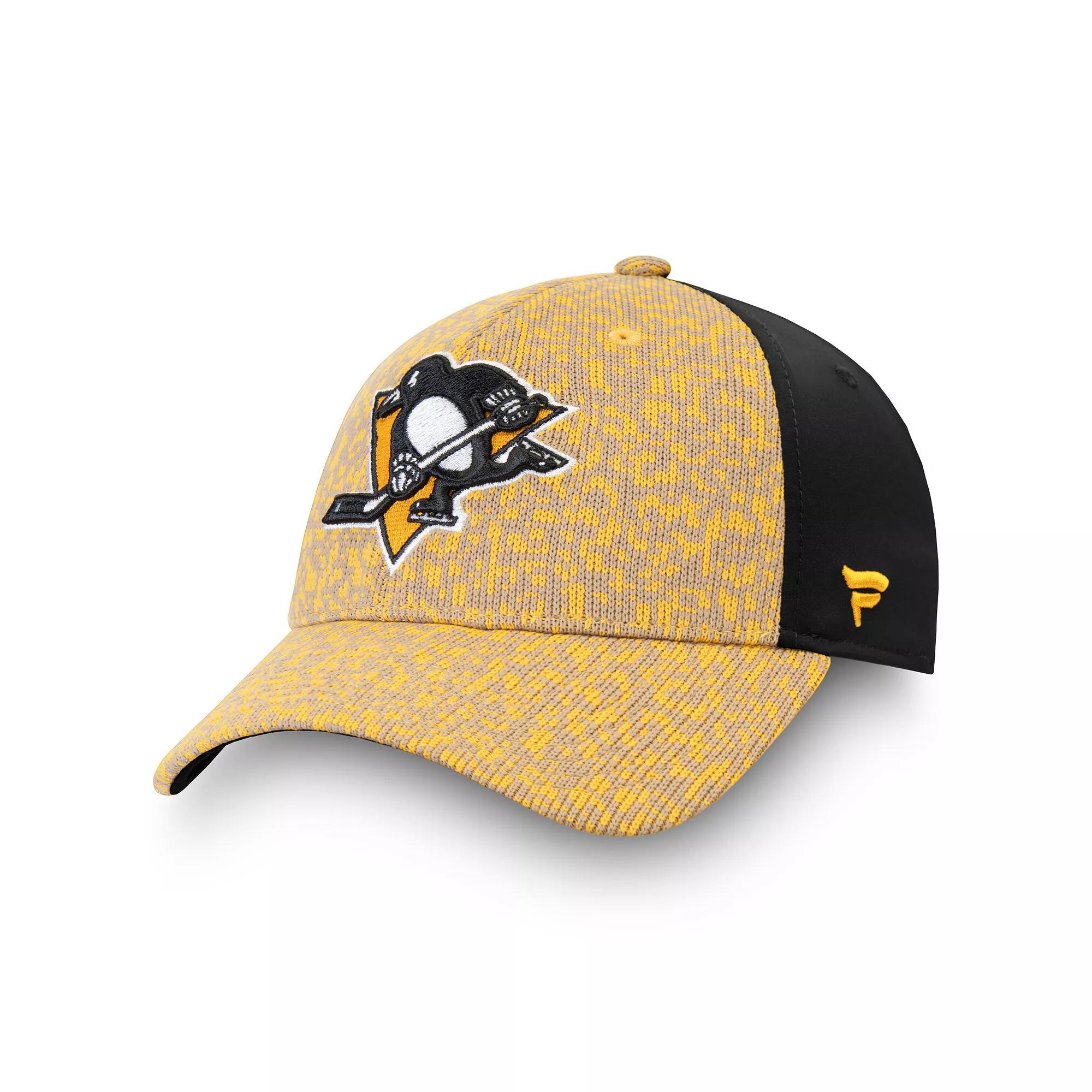 Men's Fanatics  Gold/Black Pittsburgh Penguins Fan Weave Flex Fit Hat, Size: XS/Small Product Image