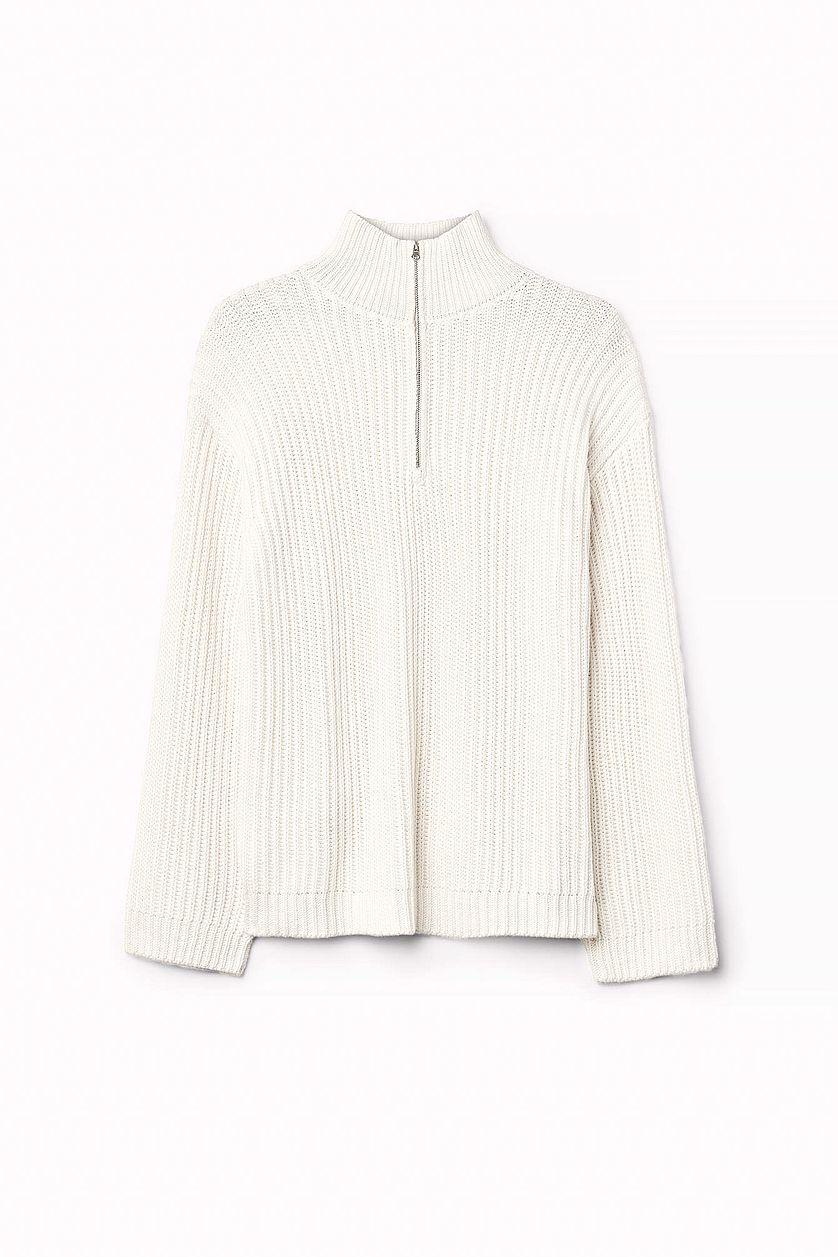 High Neck Zipped Knitted Sweater Product Image