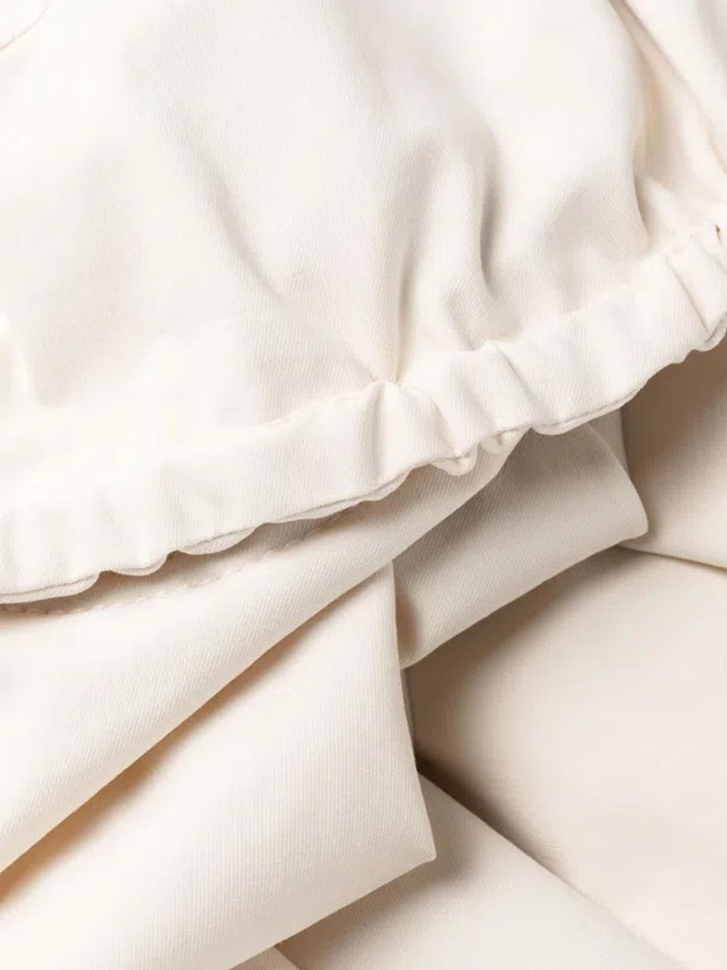 JACQUEMUS Strapless Ruffled Cutout Twill Midi Dress In White Product Image