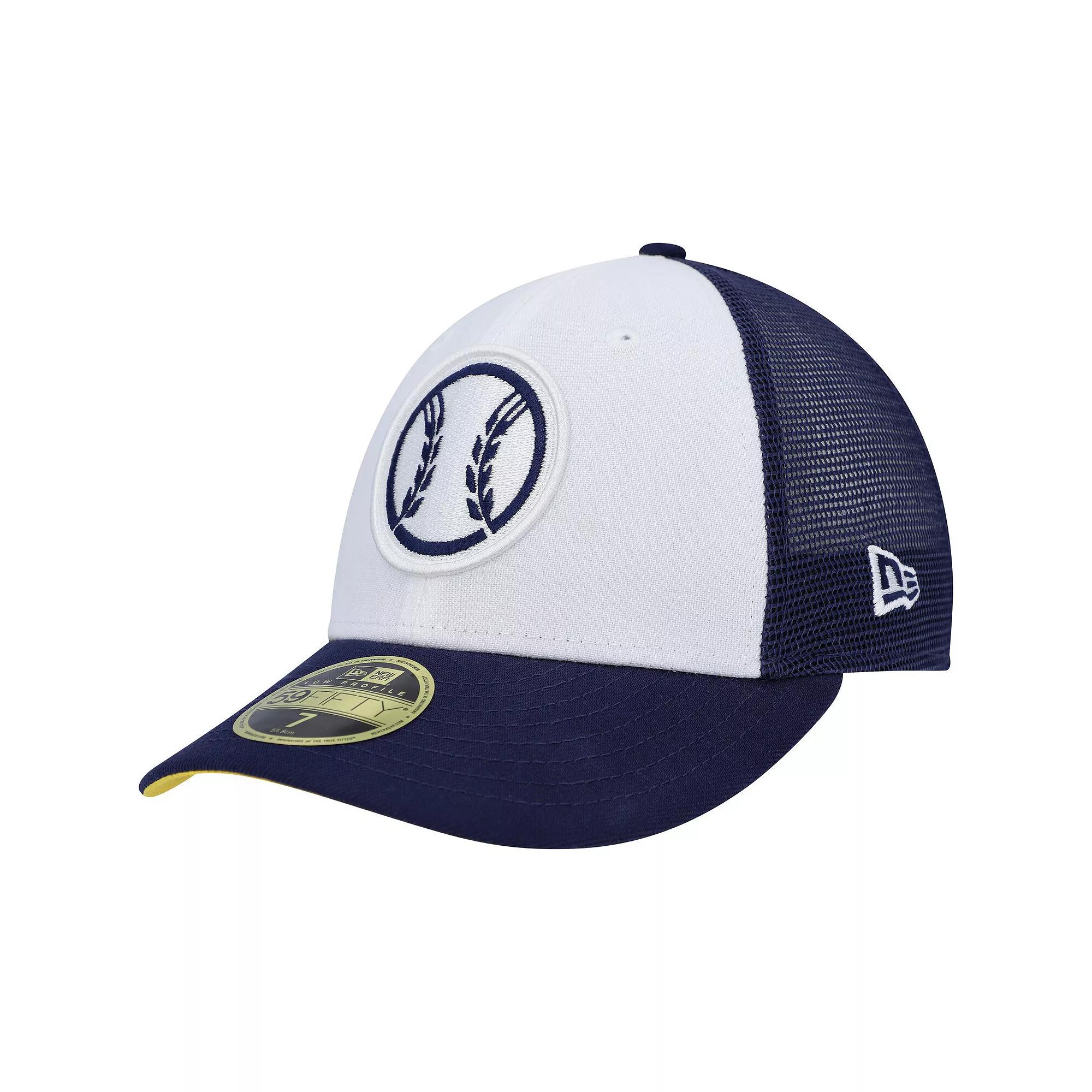Men's New Era White/Navy Milwaukee Brewers 2023 On-Field Batting Practice Low Profile 59FIFTY Fitted Hat,  Product Image