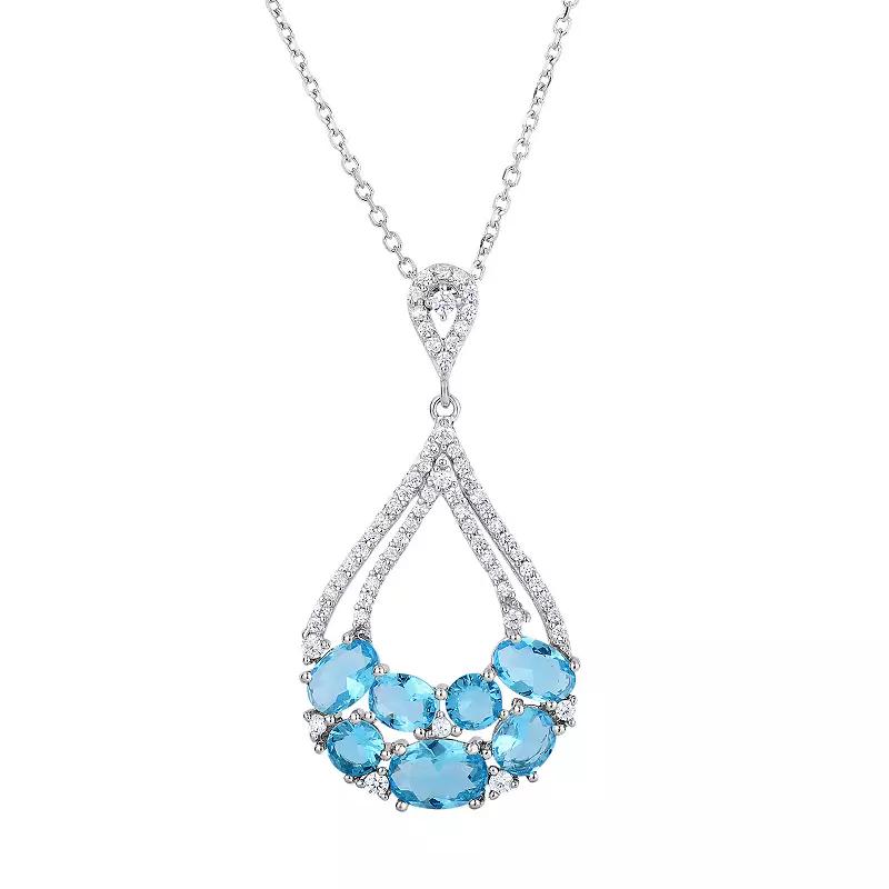 Sterling Silver Cubic Zirconia Teardrop Pendant Necklace, Women's, Size: 18", Silvertone Product Image