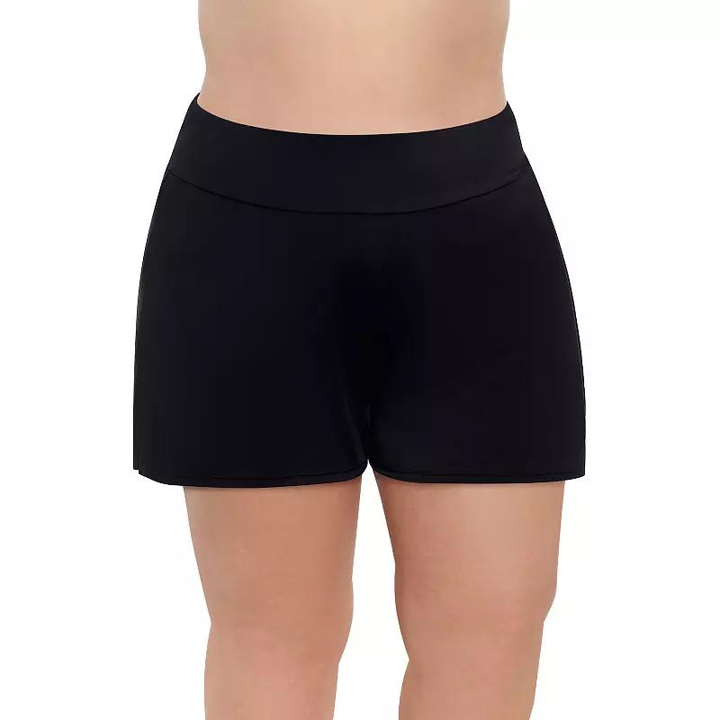 Plus Size Bal Harbour Super High Waist Swim Shorts, Womens Product Image