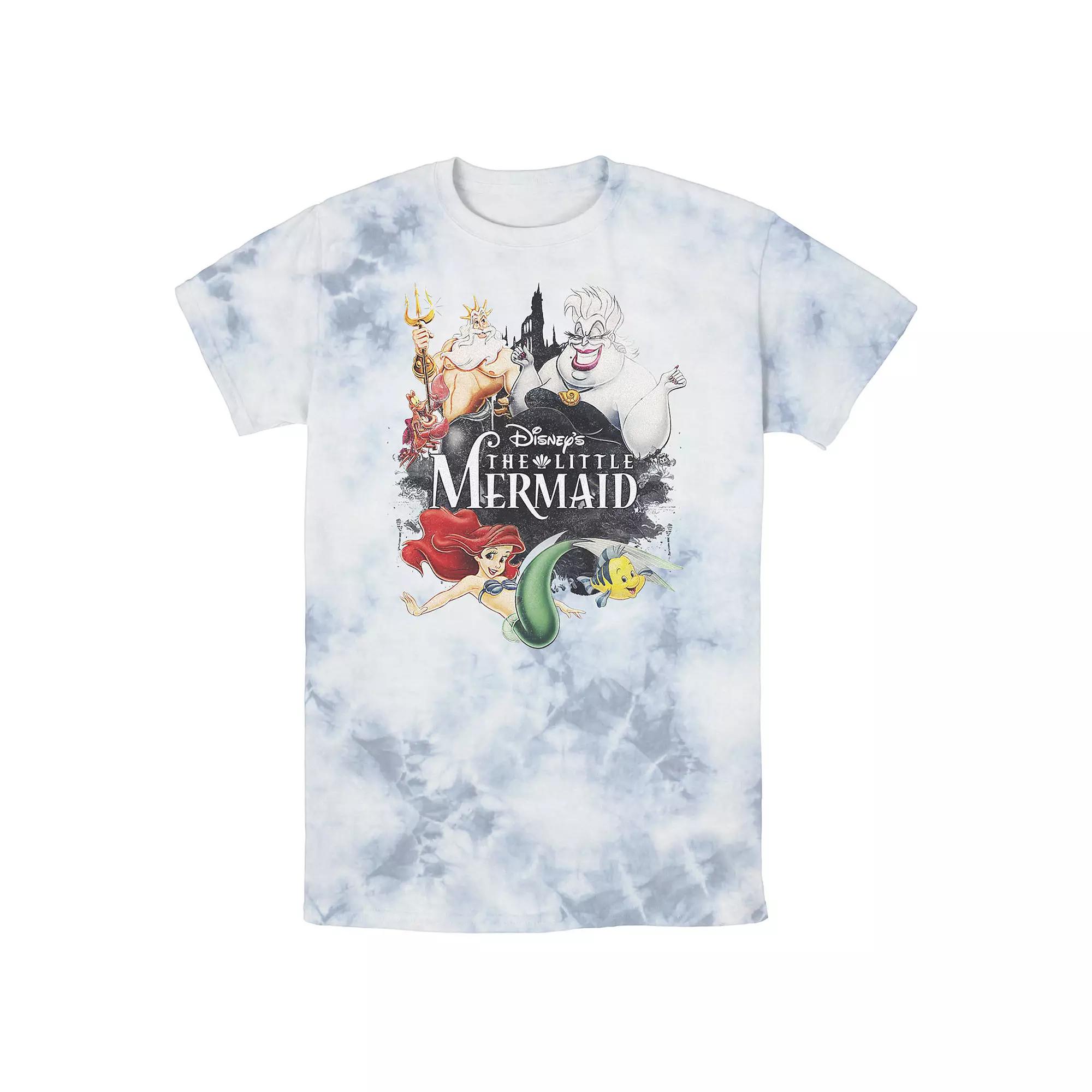 Men's Disney The Little Mermaid VHS Cover Portrait Bomabrd Wash Tee, Size: Small, White Blue Product Image