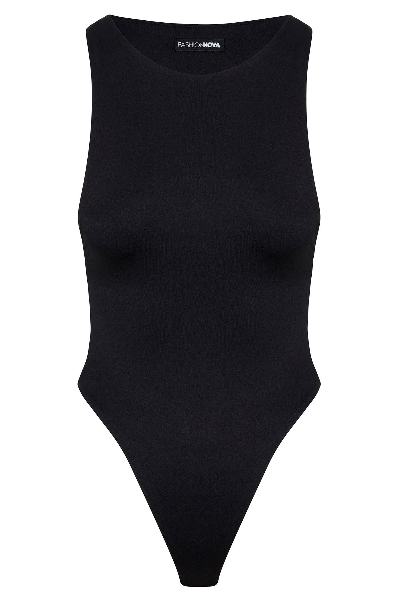 Contour Double Lined Scoop Neck Bodysuit - Black Female Product Image