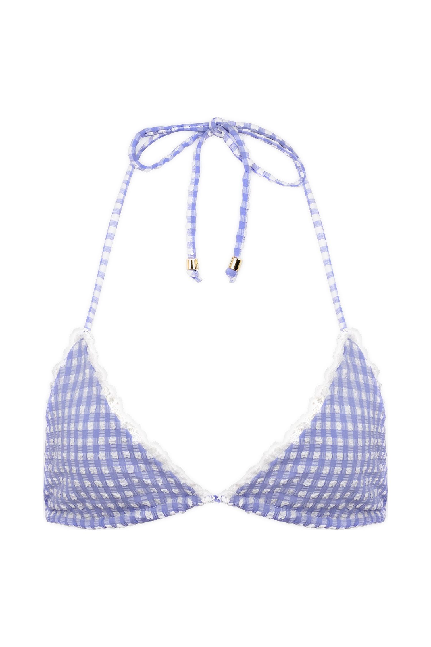 Persephone Gingham Triangle Bikini Top - Lilac Product Image