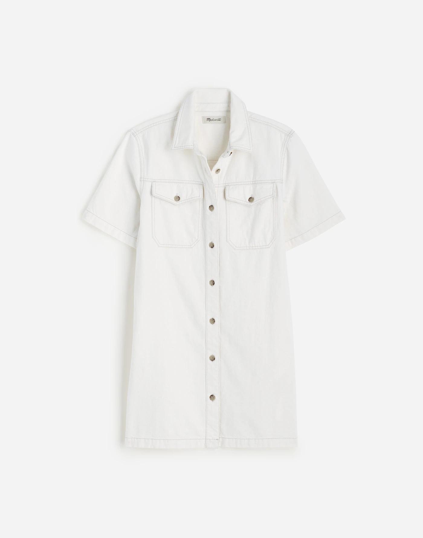Denim Boxy Shirtdress in Vintage Canvas Product Image