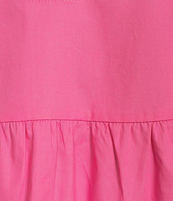 Sugarlips Poplin Ruffled Split V-Neck Short Sleeve Scallop Hem Mini Dress Product Image