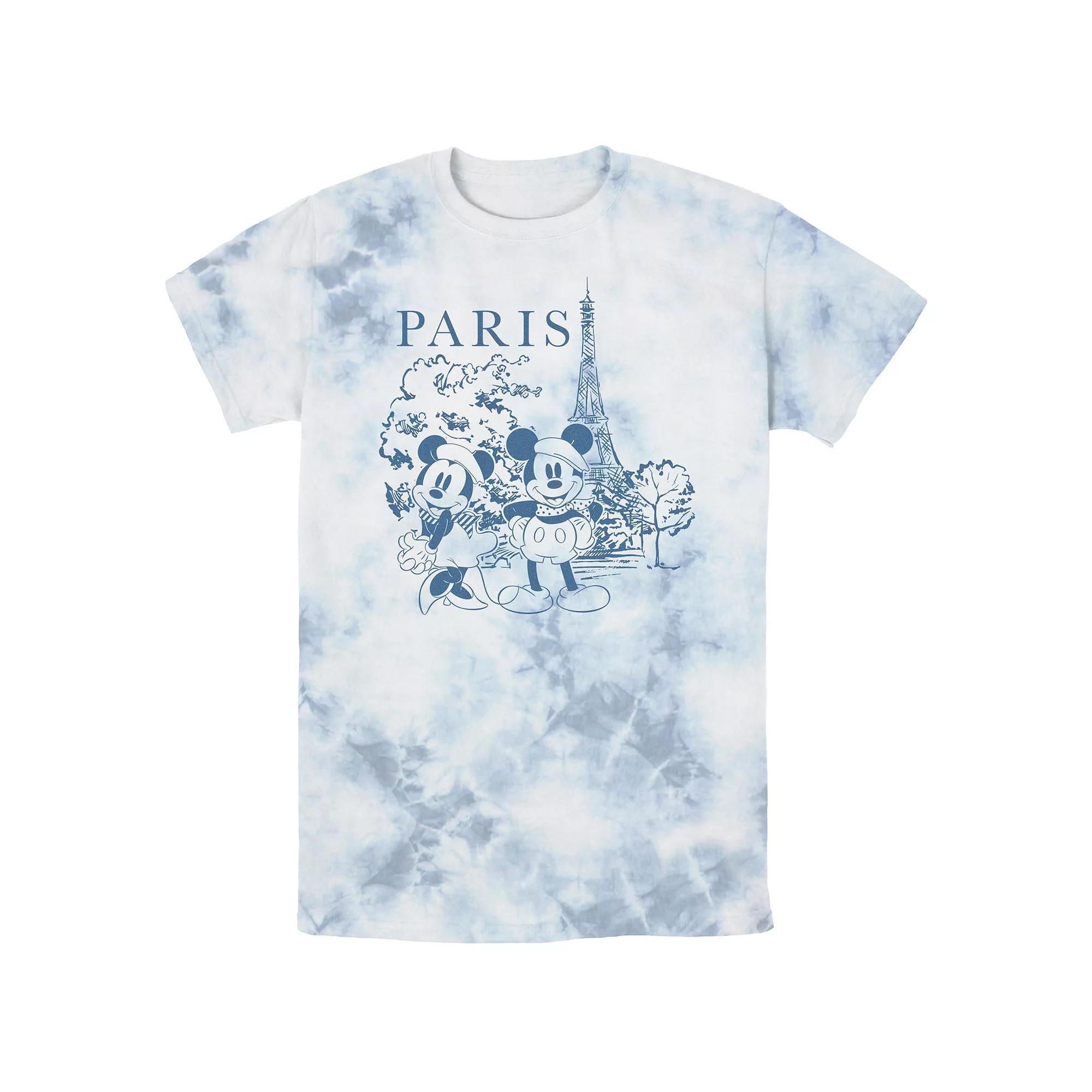 Disney's Mickey Mouse And Minnie Paris Visitors Bombard Wash Men's Graphic Tee, Size: Small, Whiteblue Product Image