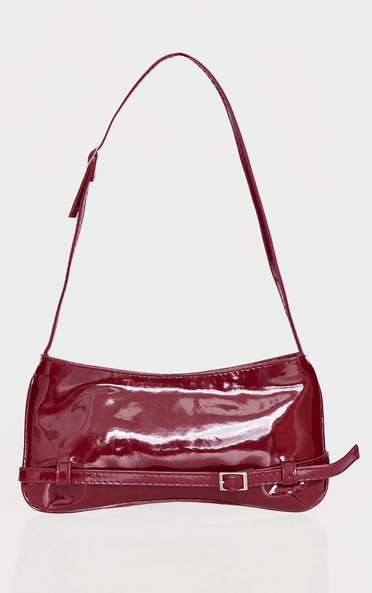 Burgundy Patent Pu Buckle Baguette Shoulder Bag Product Image