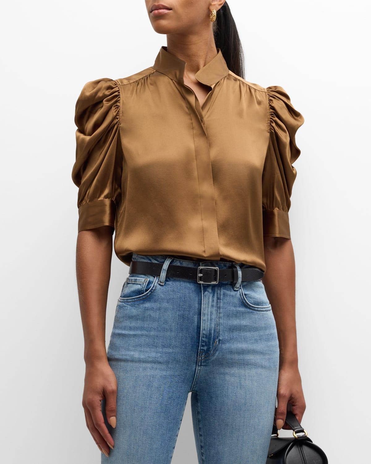 Womens Gillian Ruched Silk Top Product Image